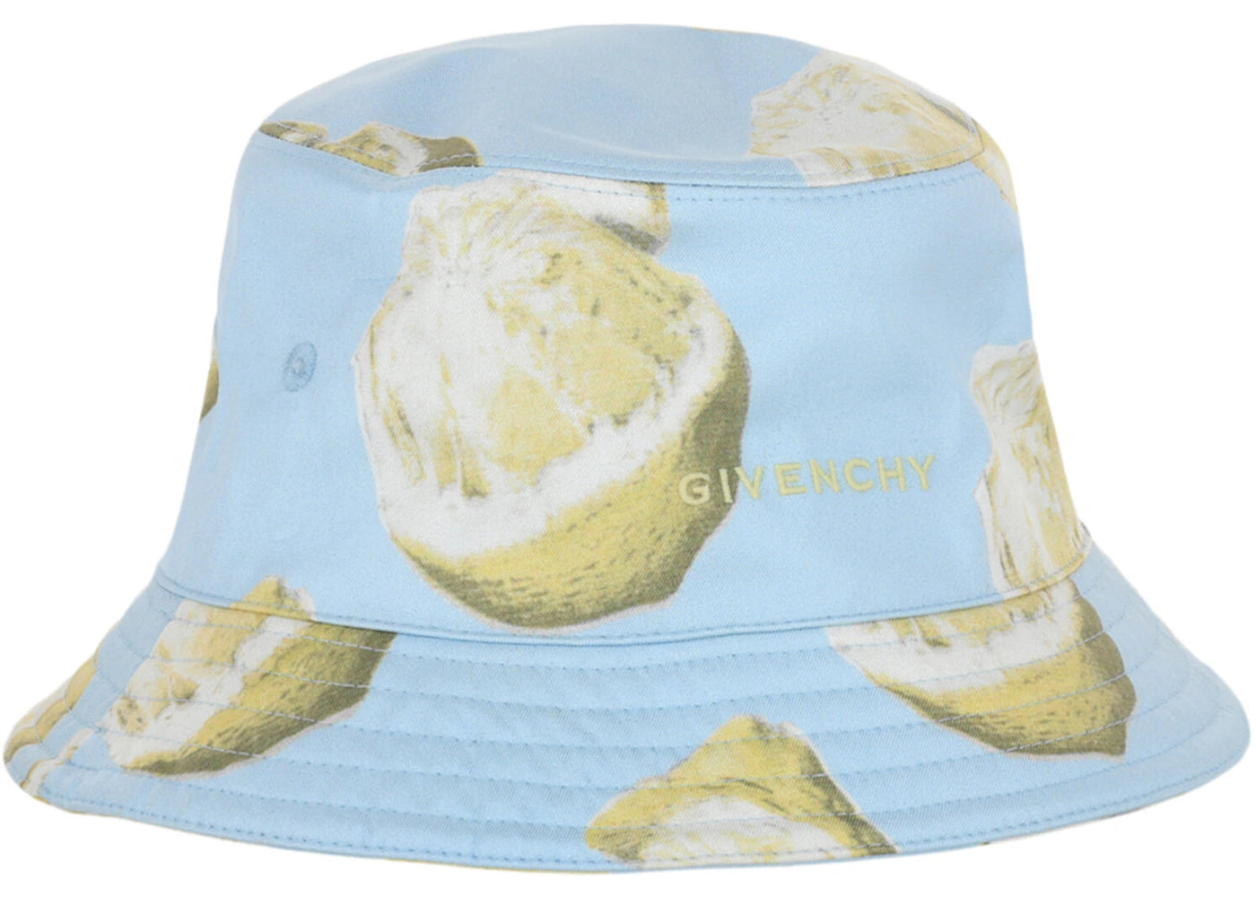 Givenchy Lemon Print Silk Bucket Hat Sky Blue