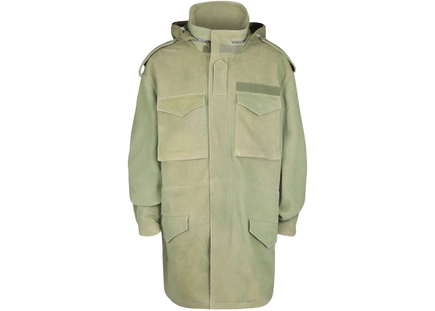 Givenchy Oversized Textured-Leather Hooded Parka Bright Green