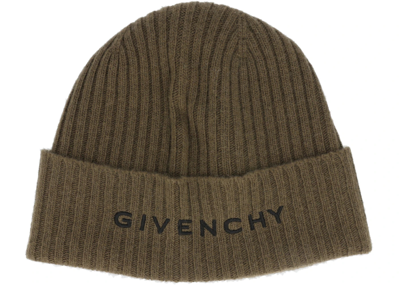 Givenchy Ribbed Embroidered Logo Beanie Khaki/Black