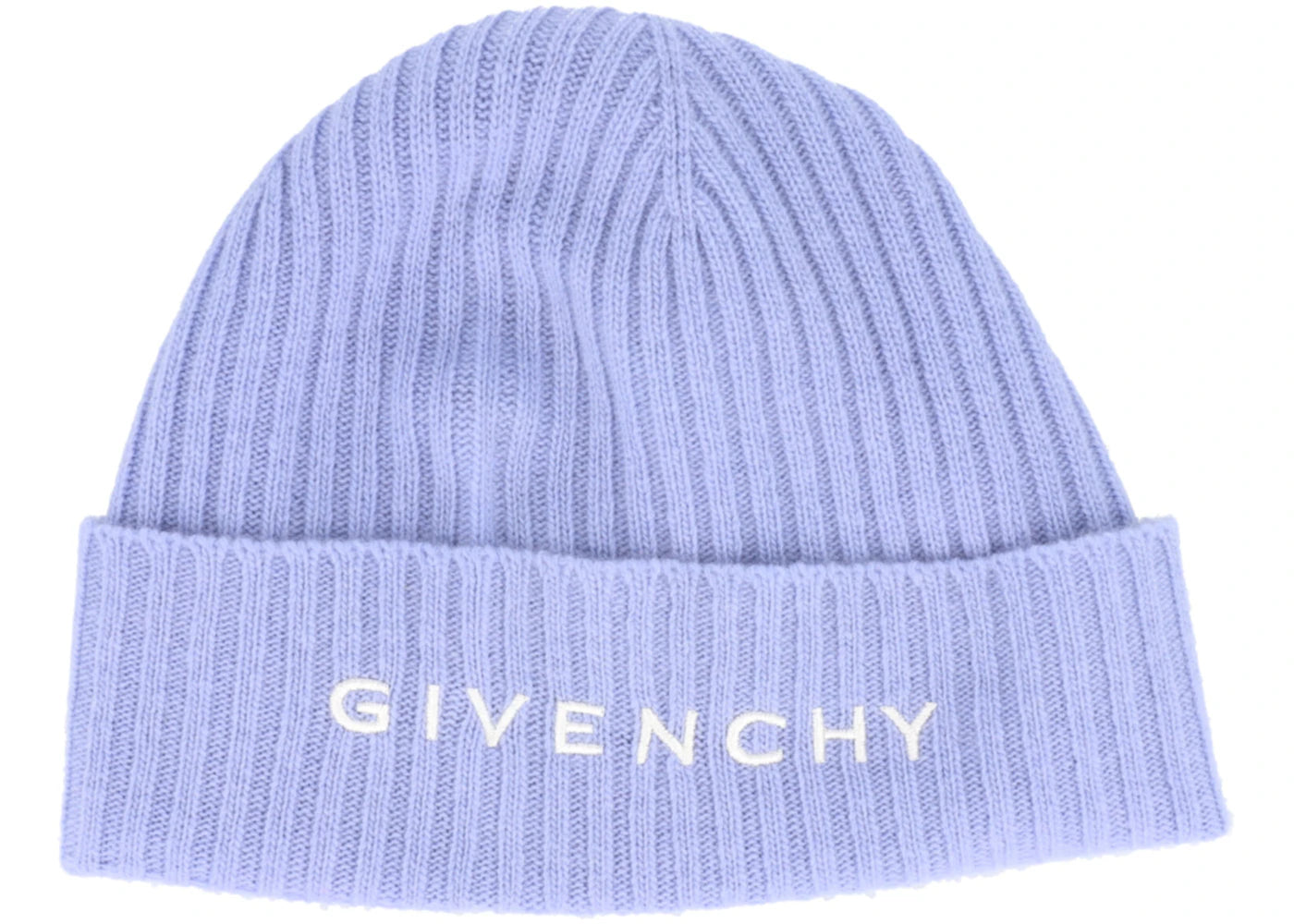 Givenchy Ribbed Embroidered Logo Beanie Light Blue