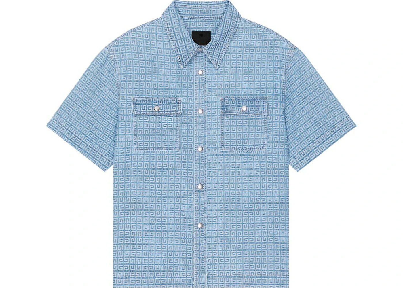 Givenchy Short-Sleeve Boxy Fit Denim Shirt Blue