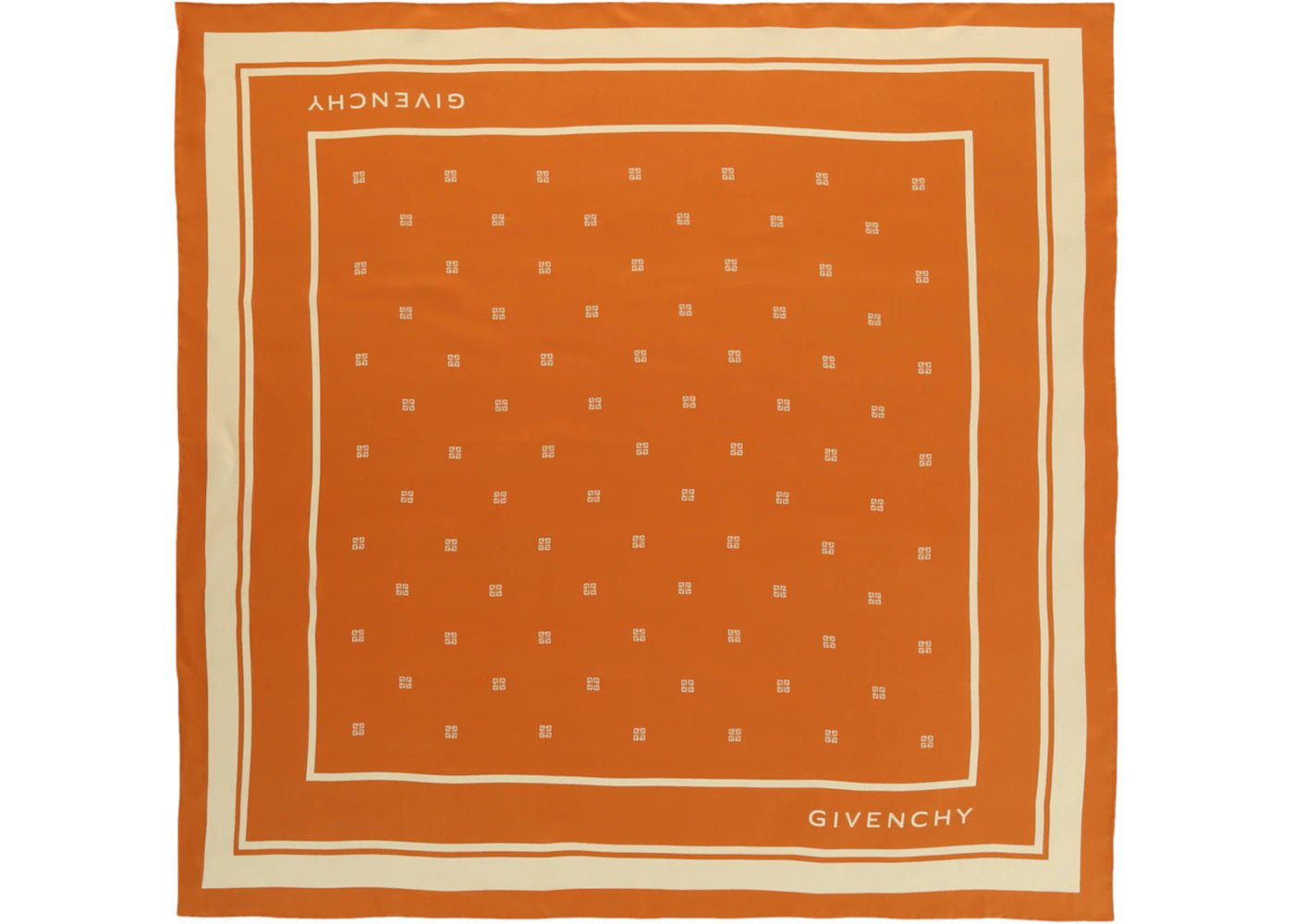 Givenchy Silk Logo Scarf Ivory Orange