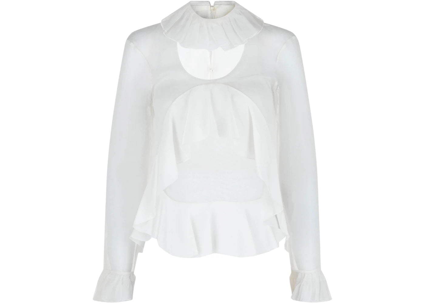 Givenchy Women's Cropped Silk Ruffles Blouse White