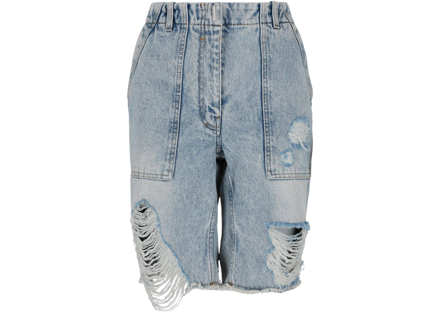 Givenchy Women's Distressed Denim Shorts Light Blue