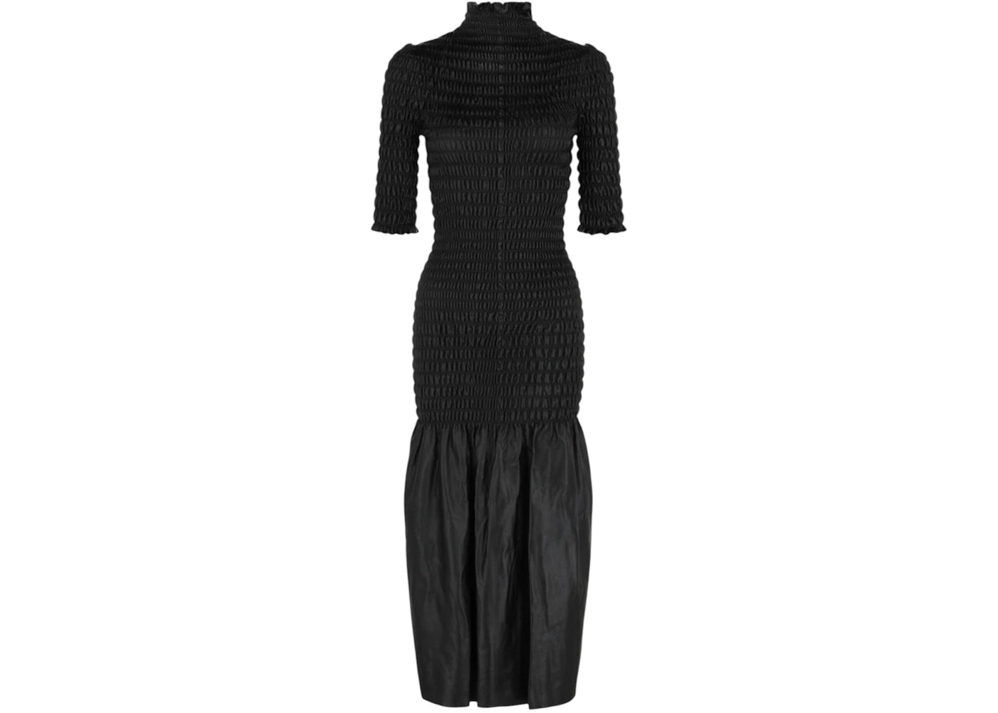 Givenchy Women's Smocked Leather Midi Dress Black
