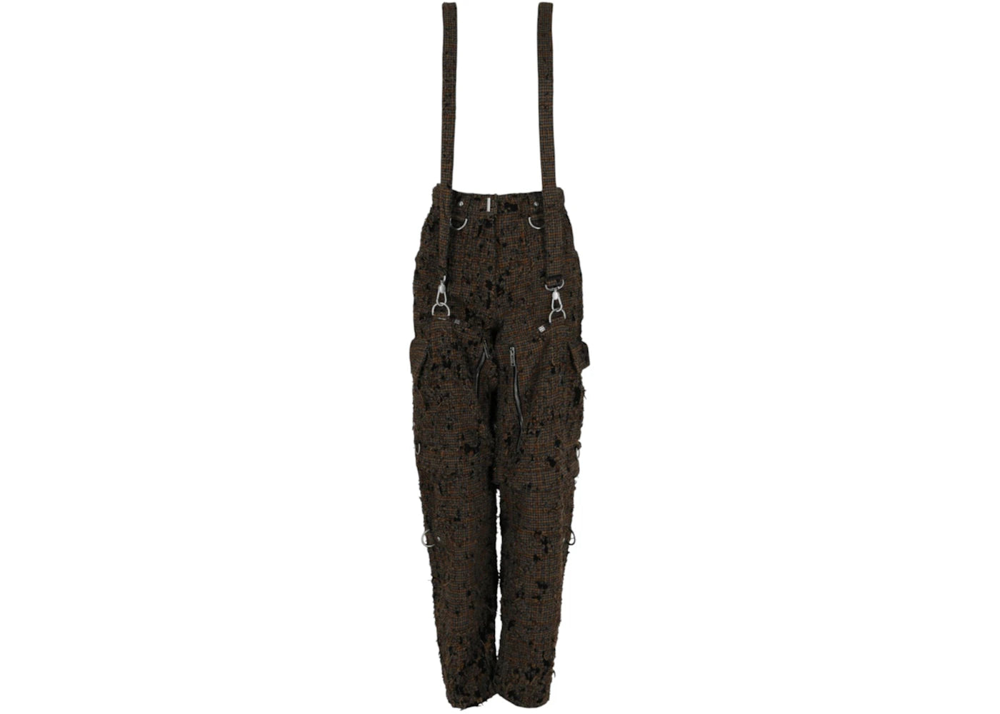 Givenchy Women's Two In One Detachable Destroyed Checks Pant Black Brown