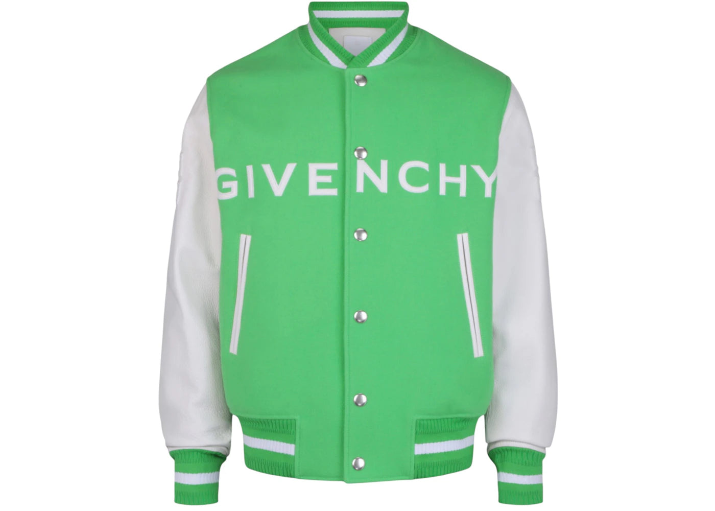 Givenchy Wool And Leather Varsity Jacket Bright Green