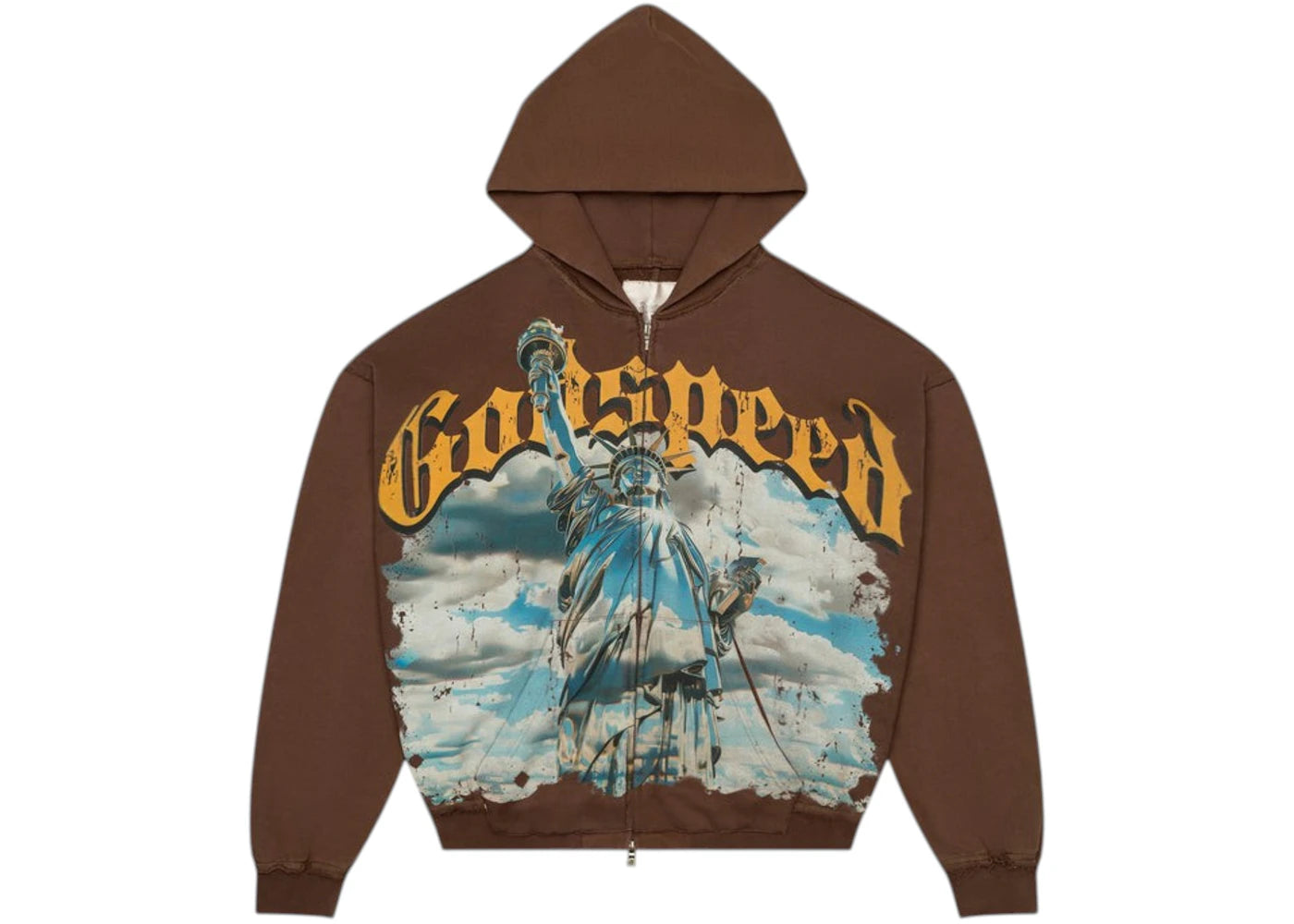 Godspeed Chrome Liberty Zip V2 Hoodie Brown Wash