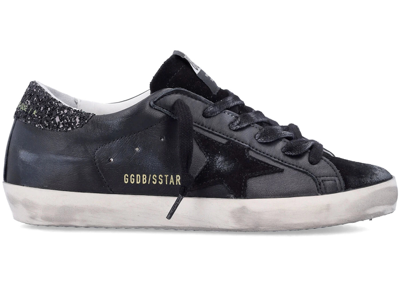 Golden Goose Superstar Black Glitter Heel (Women's)