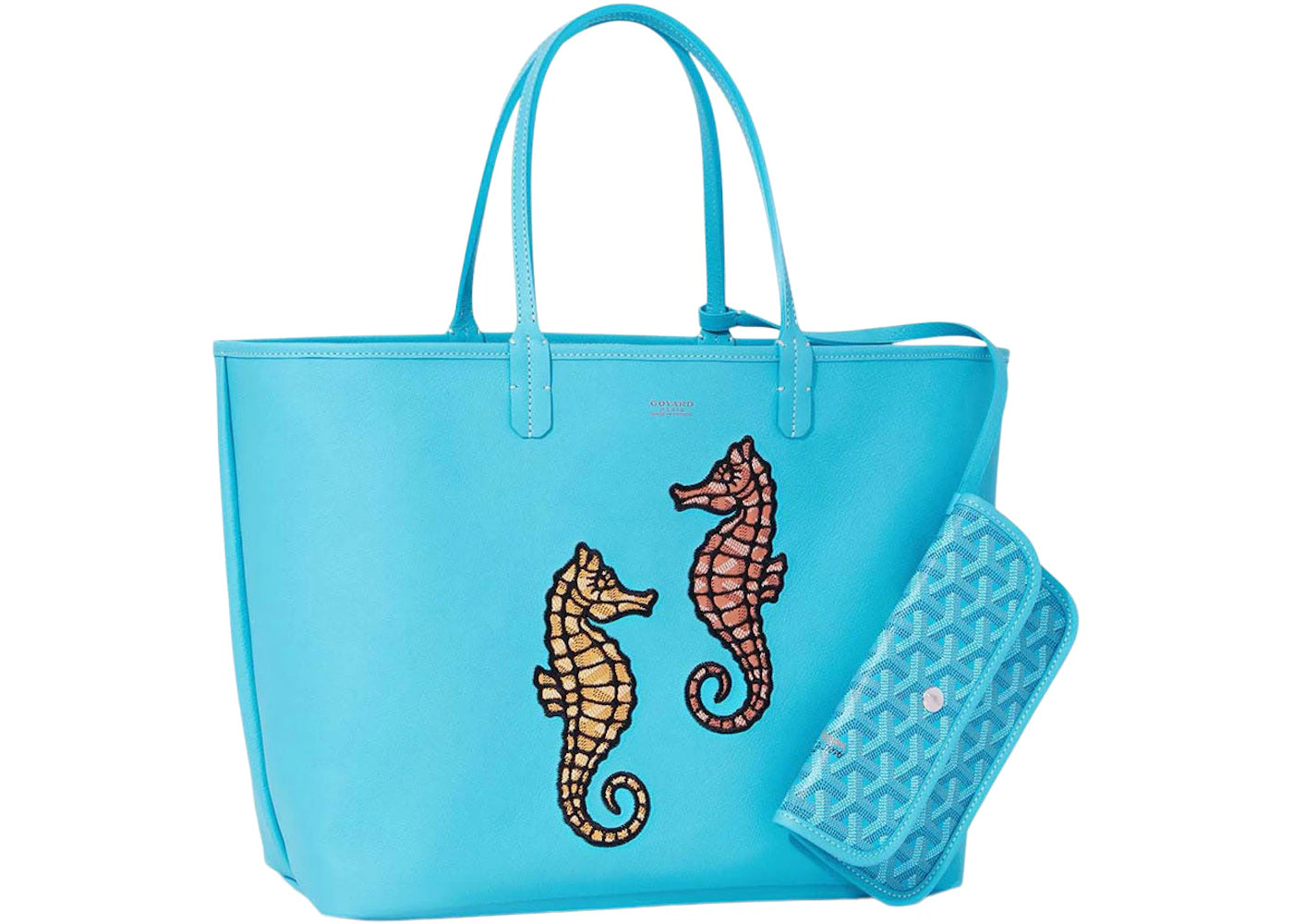 Goyard Anjou PM Seahorse Embroidery Bag and Balise Towel Turquoise