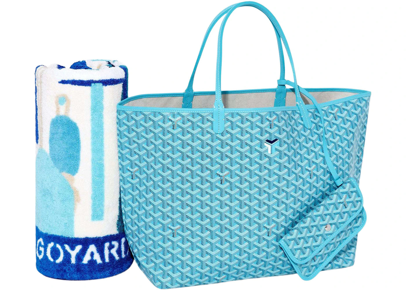 Goyard Saint Louis GM Bag and Balise Towel Turquoise