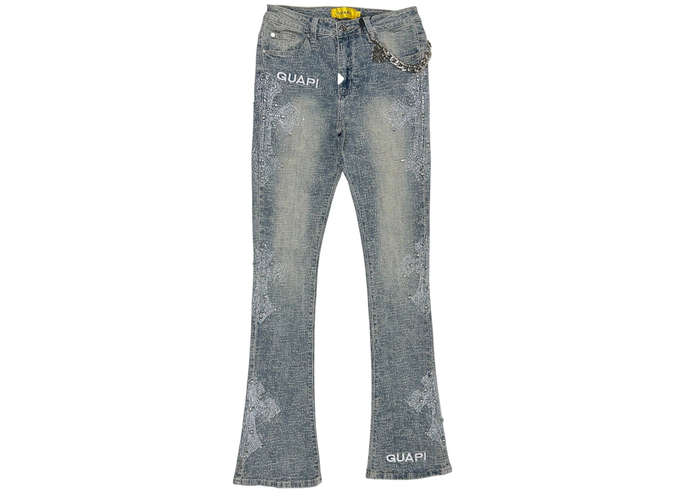Guapi Distressed Cross Denim Jean Vintage Blue
