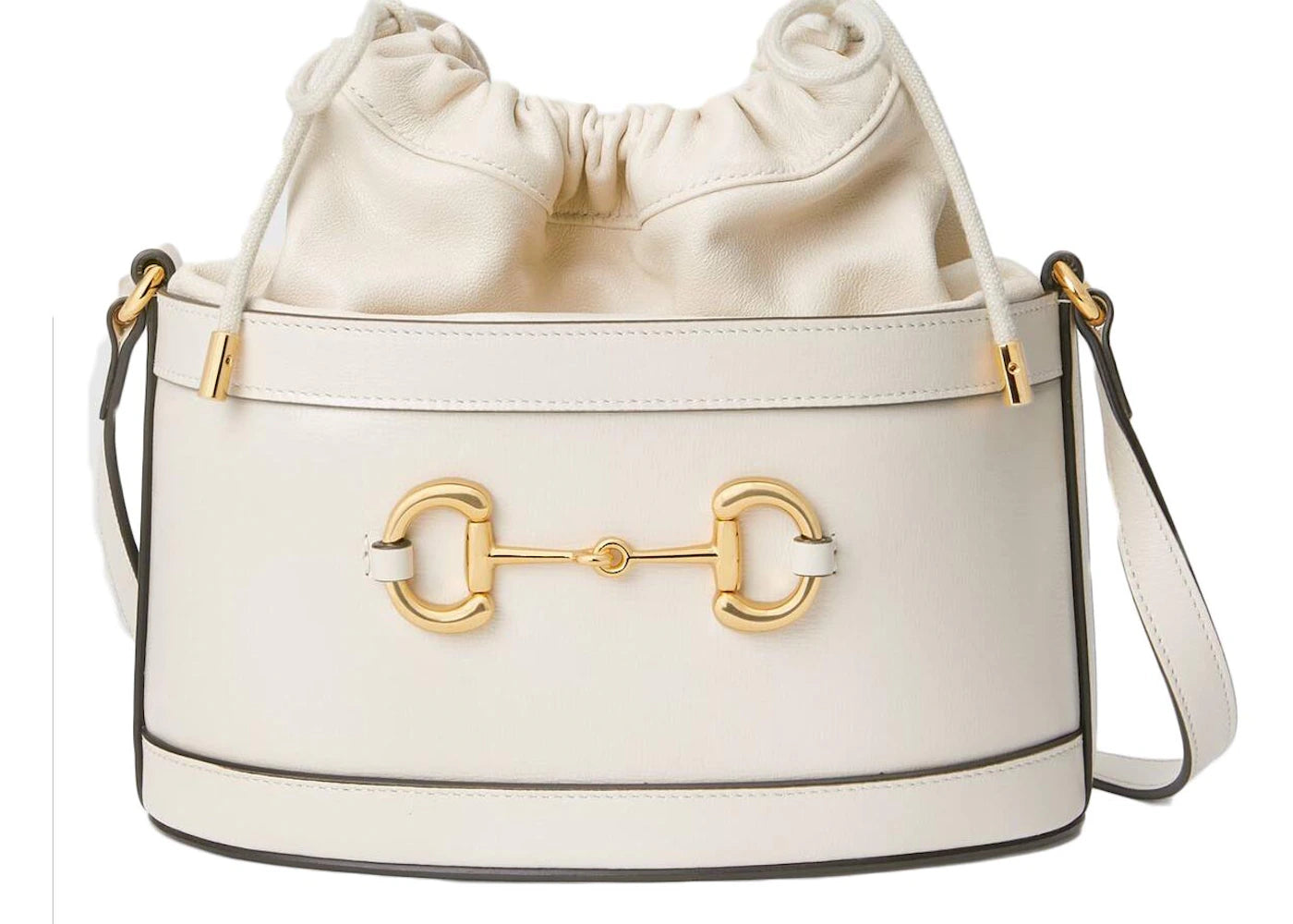 Gucci 1955 Horsebit Bucket Bag Small White