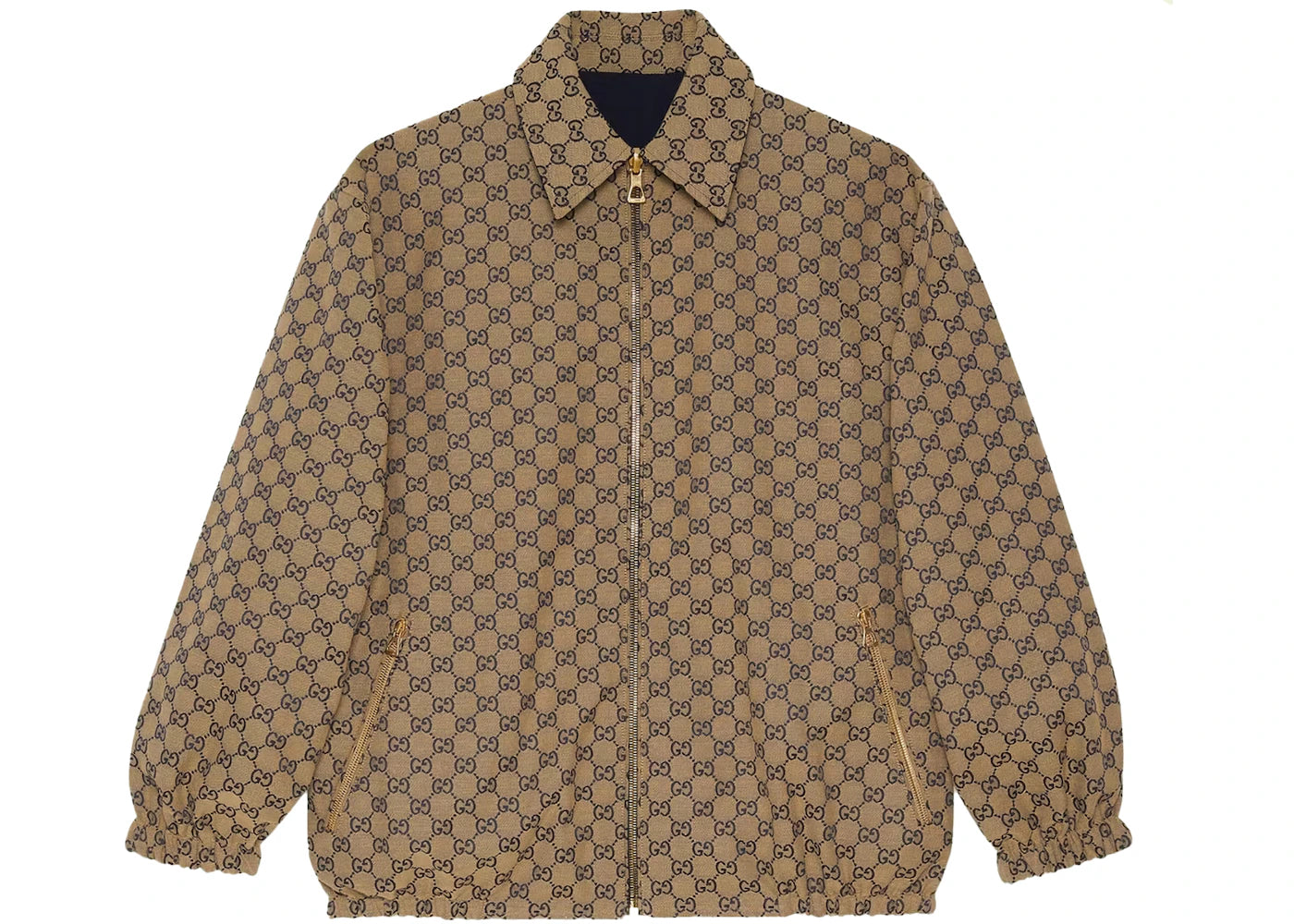 Gucci All Over GG Harrington Reversable Jacket Beige Navy