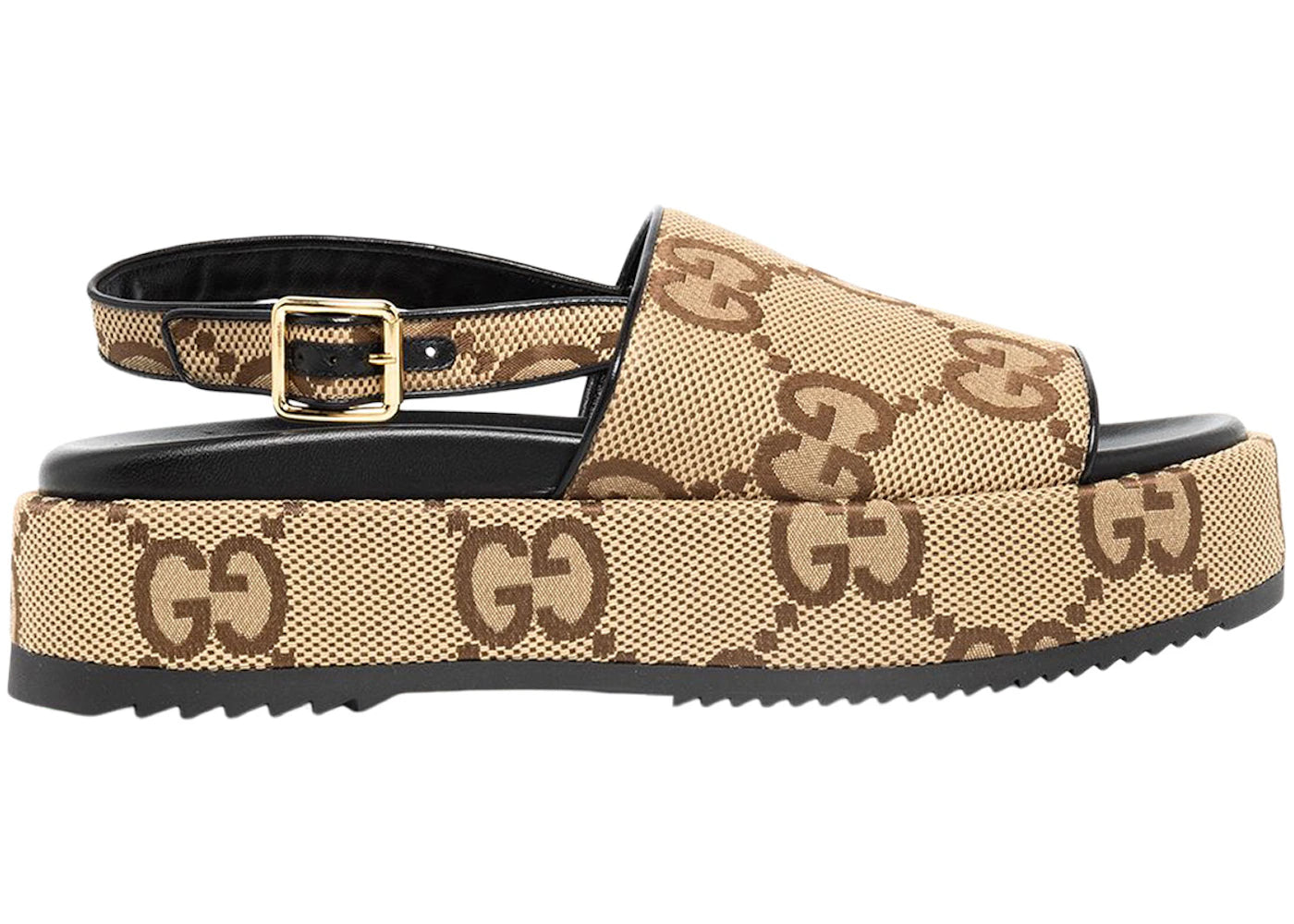 Gucci Angelina Supreme Platform 30mm Sandal Camel Canvas