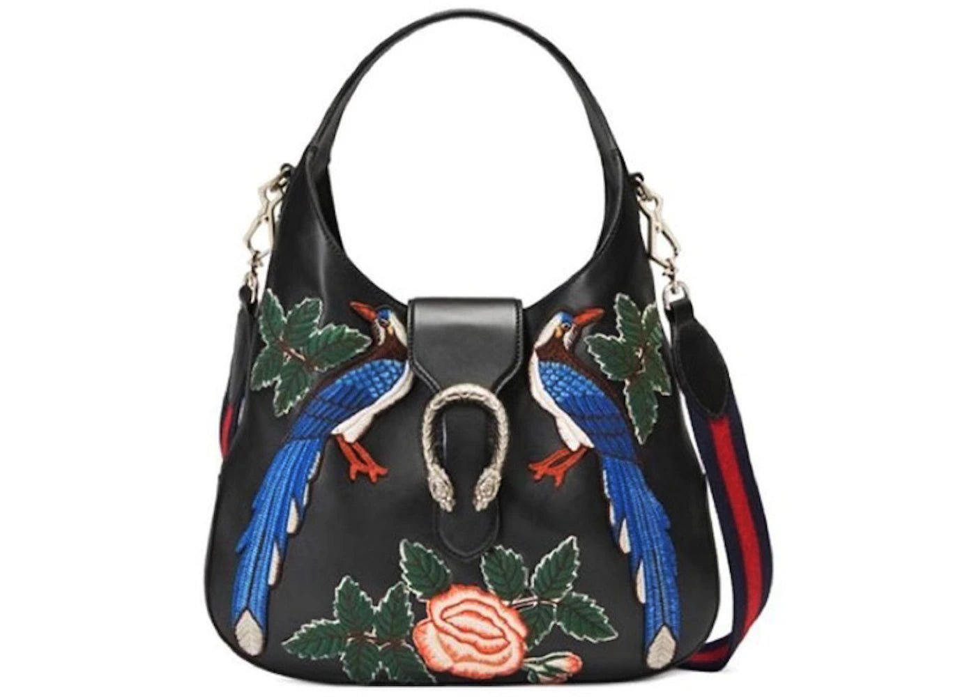 Gucci Dionysus Apollo Hobo Embroidered (With Web Strap) Black