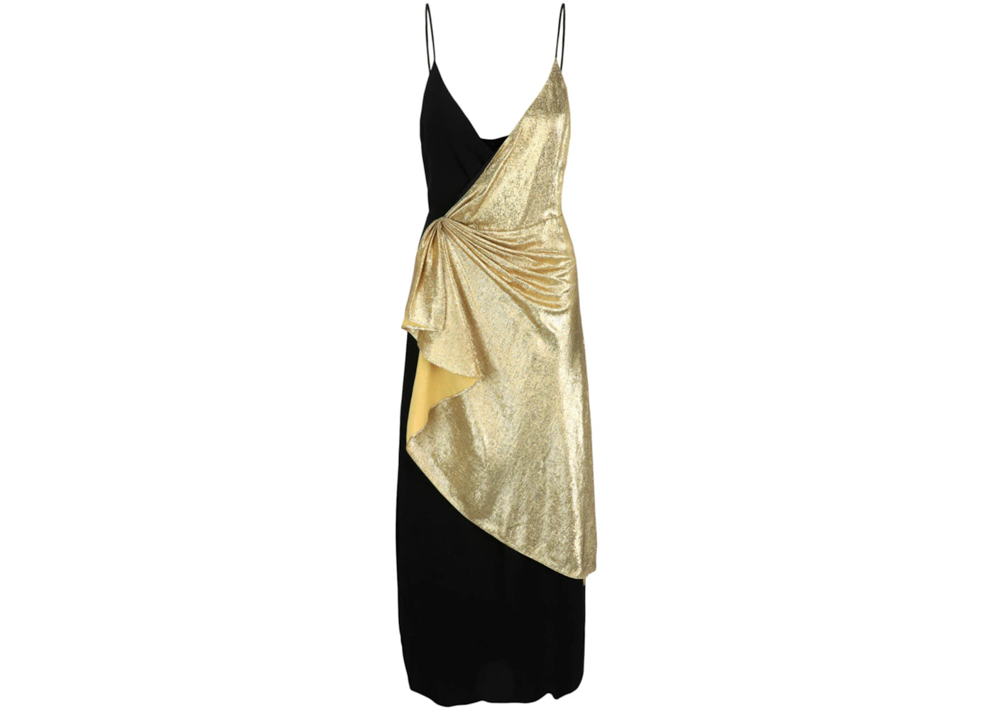 Gucci Asymmetric Silk Dress Black Gold