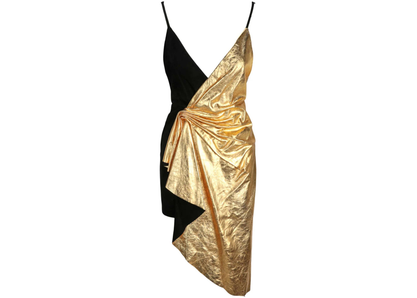 Gucci Asymmetric Suede Mini Dress Black/Gold