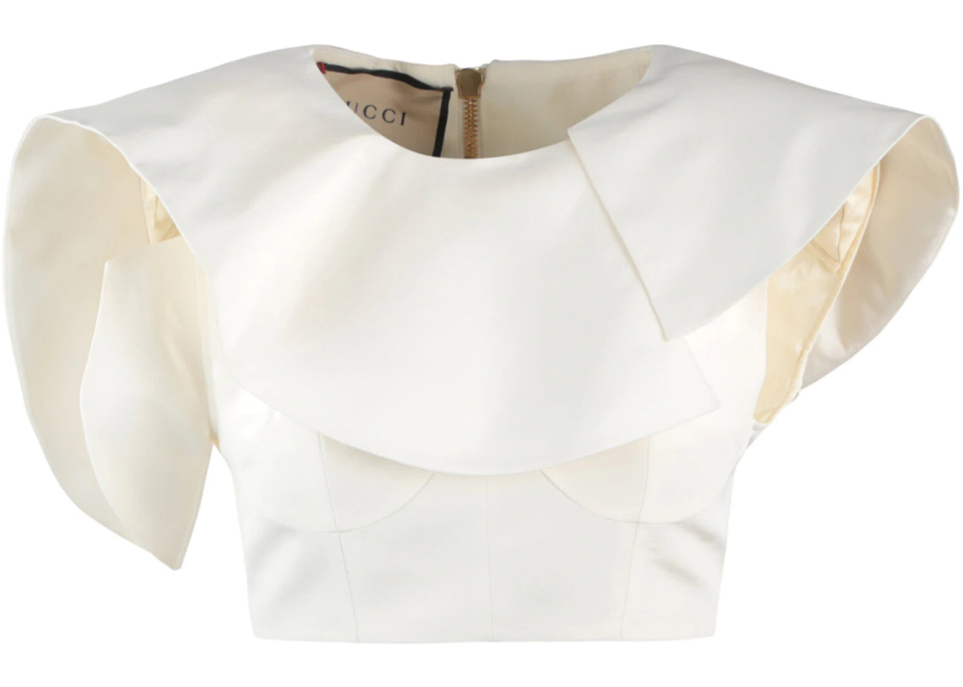 Gucci Asymmetrical Collar Crop Top White
