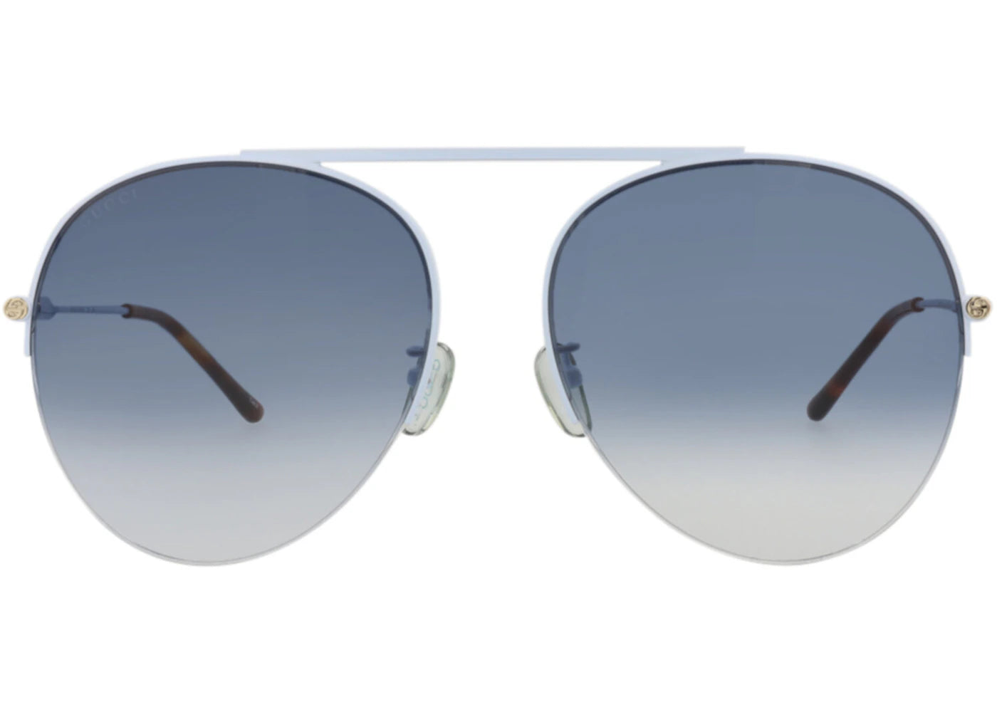 Gucci Aviator-Frame Metal Sunglasses Light Blue/Light Blue/Blue (GG1413S-30014423-003)