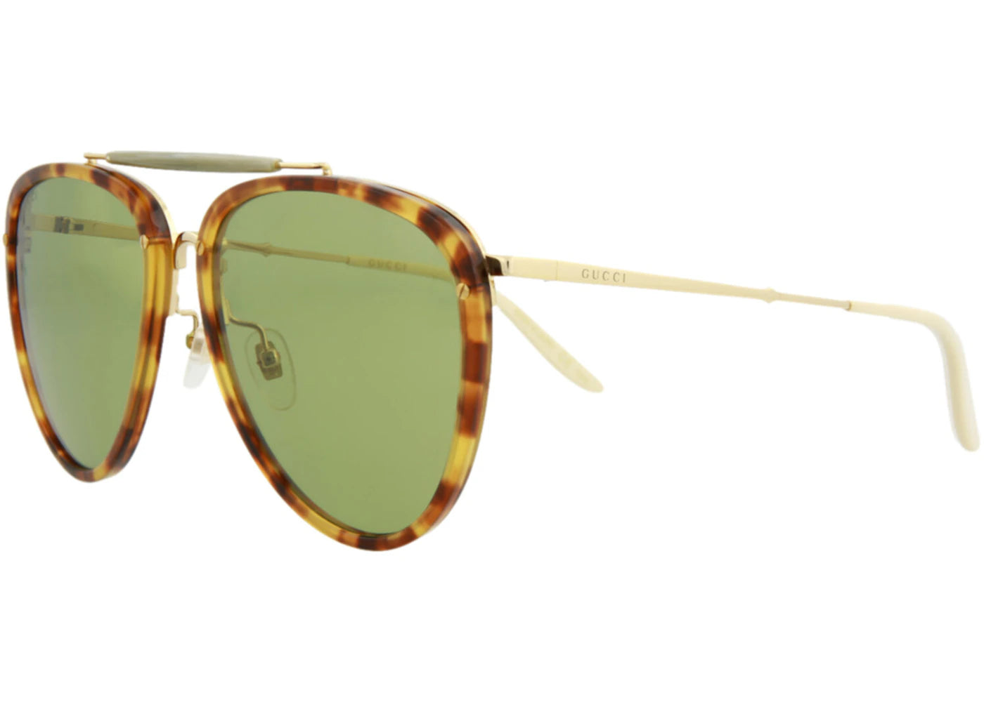 Gucci Aviator Sunglasses Havana/Gold/Green (GG0672S-30008620-003)