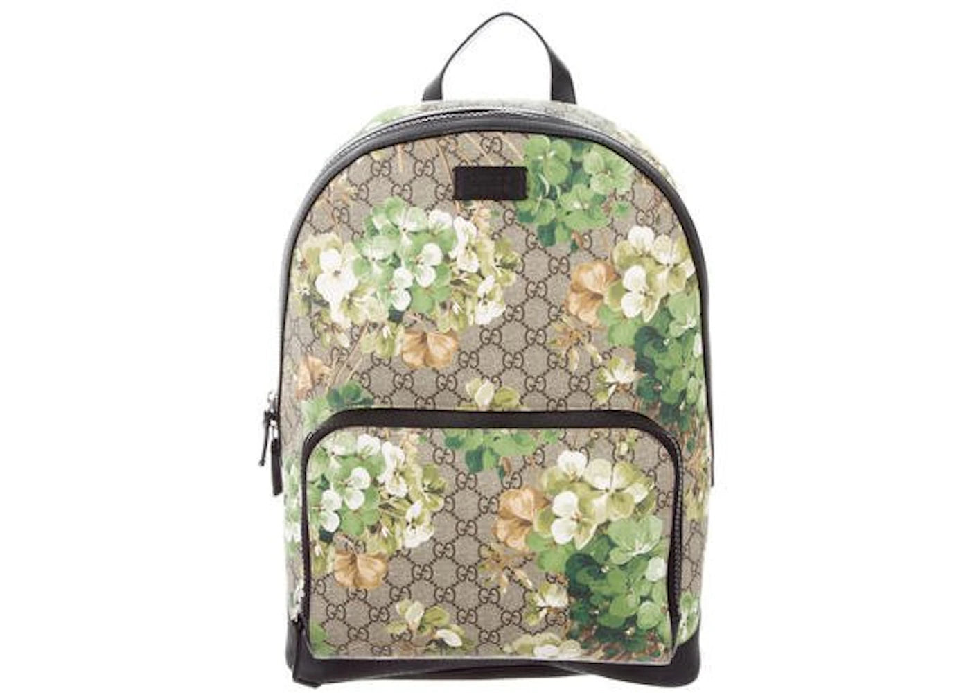 Gucci GG Supreme Backpack GG Supreme Floral Print Beige/Ebony/Green