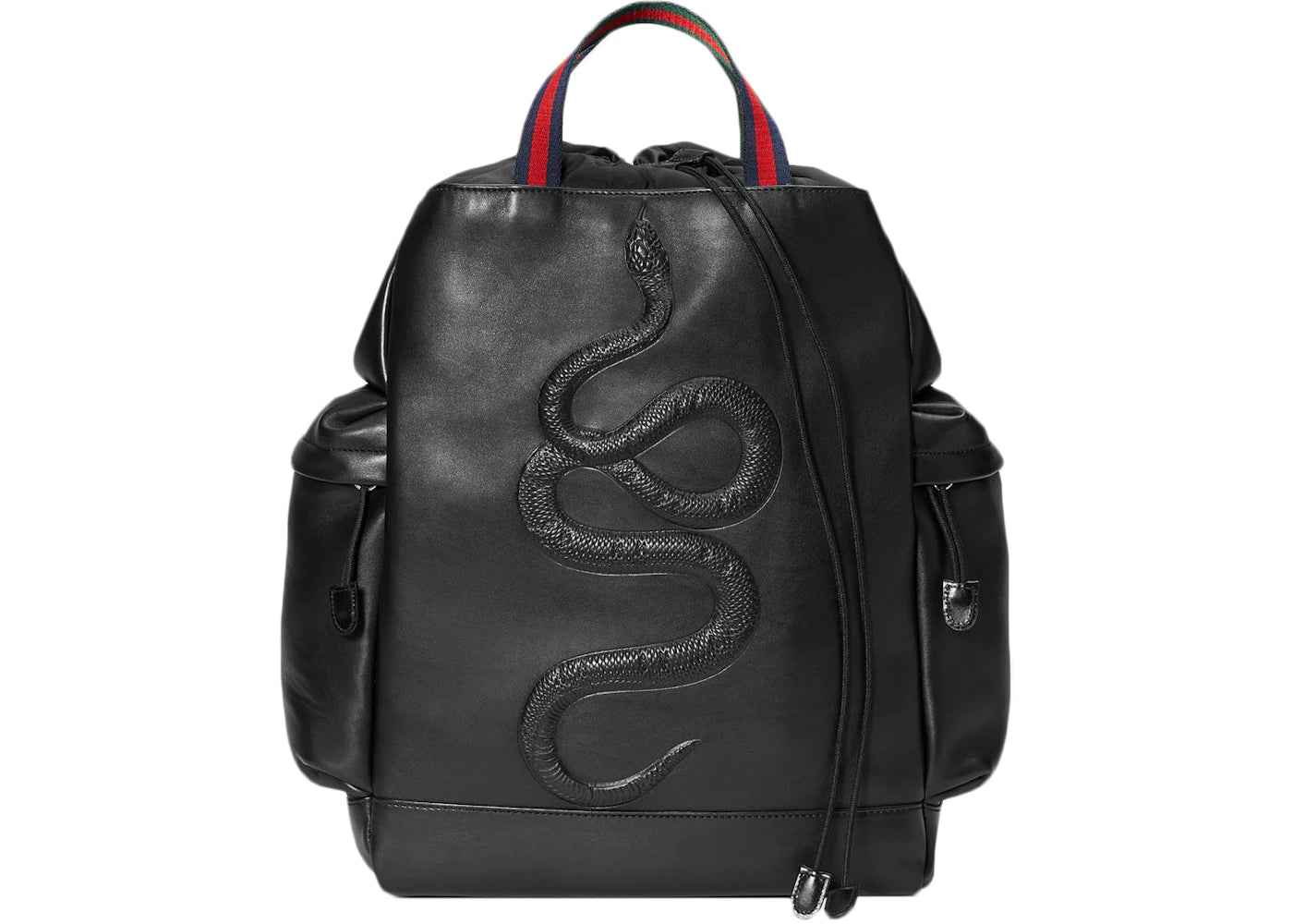 Gucci Snake Embossed Backpack,Drawstring Web Detail Black/Blue/Green/Red