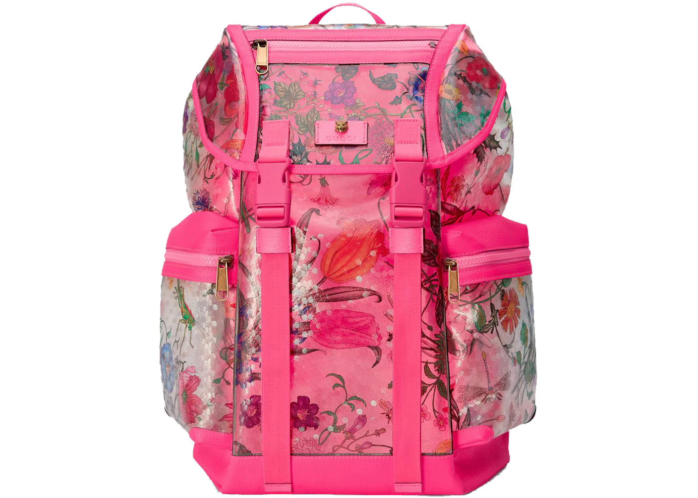 Gucci Backpack Flora Vinyl Medium Pink