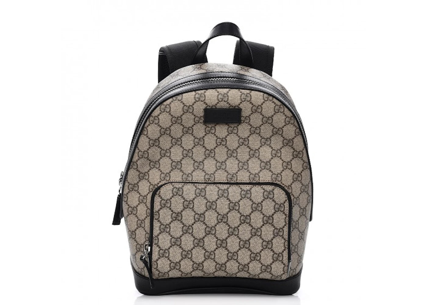 Gucci Front Zipper Pocket Backpack Monogram GG Supreme Beige/Black