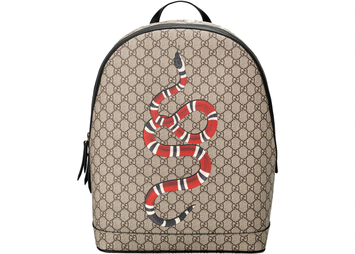 Gucci Backpack GG Supreme Kingsnake Print Beige/Ebony