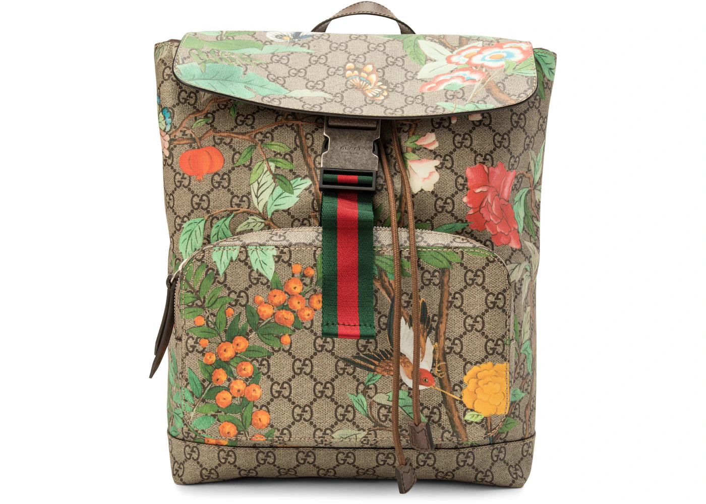 Gucci Backpack GG Supreme Monogram Tian Print Brown/Red/Yellow