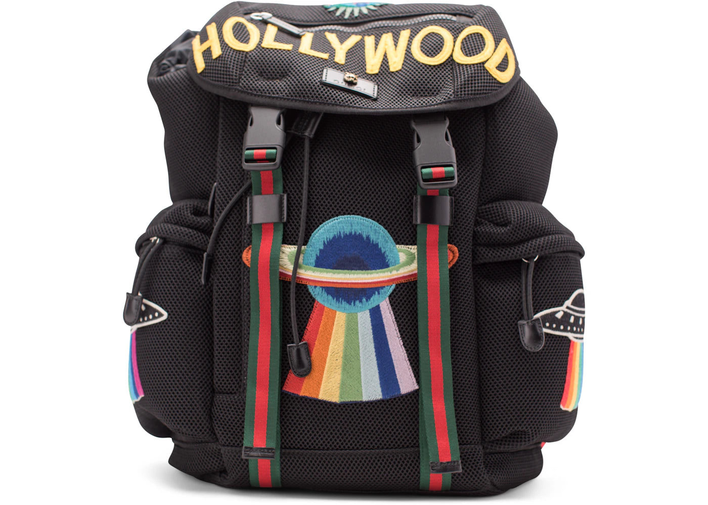 Gucci Mesh Embroidery Backpack Hollywood/UFO/Planet Embroidery Red/Black/Green/