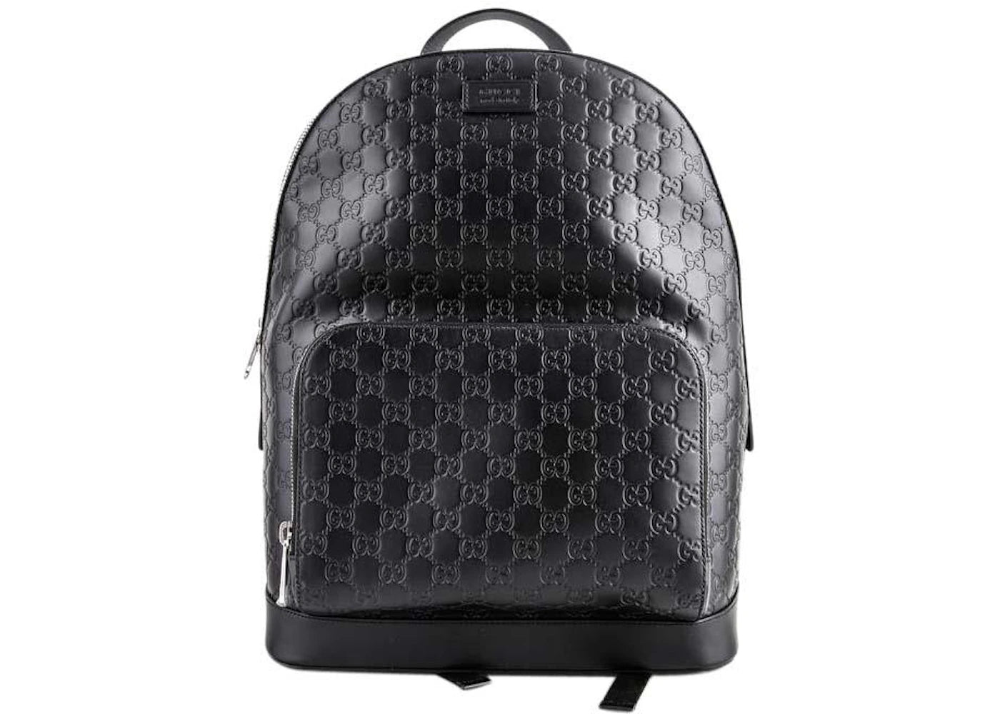 Gucci Signature Backpack GG Monogram Front Zipper Pocket/Embossed Black