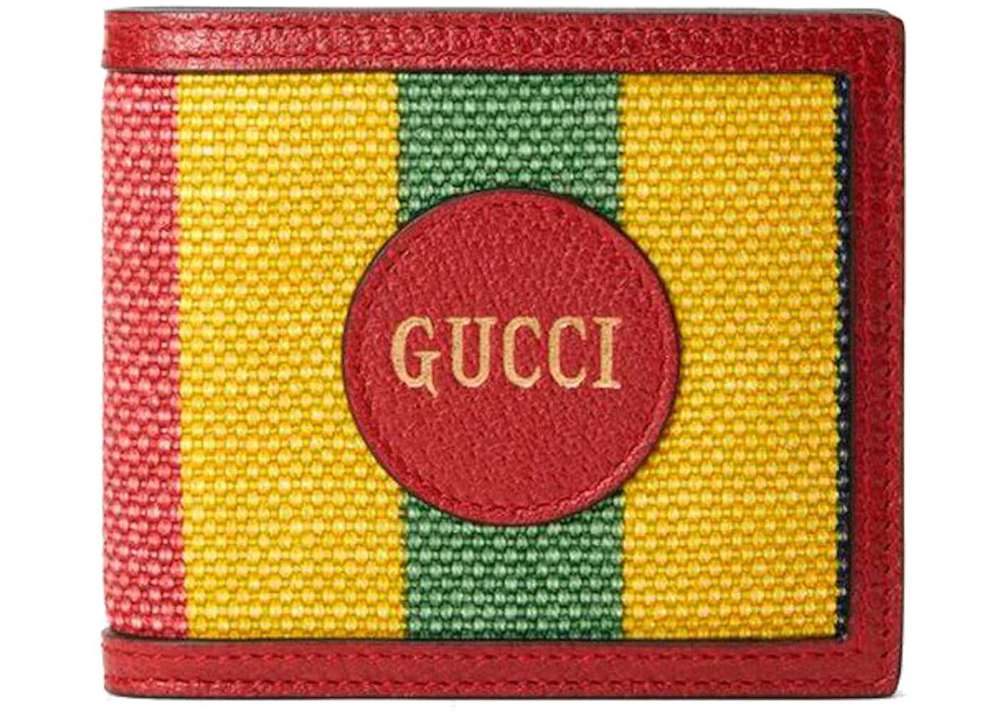 Gucci Baiadera Striped Canvas Bi-Fold Wallet Red