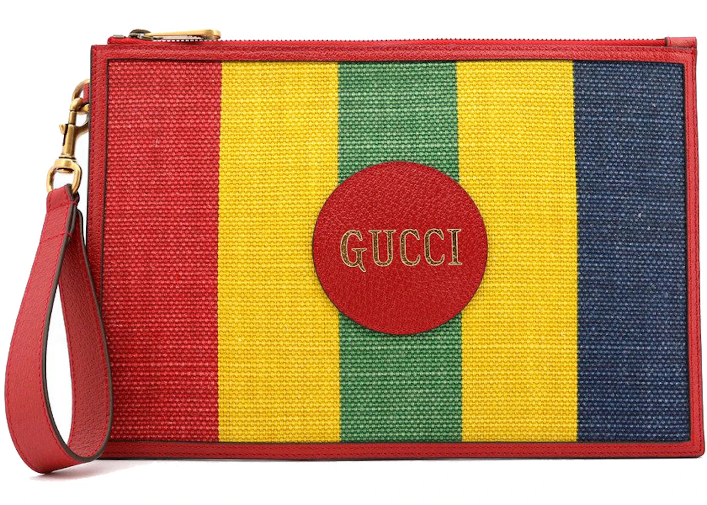 Gucci Baiadera Striped Canvas Clutch Red