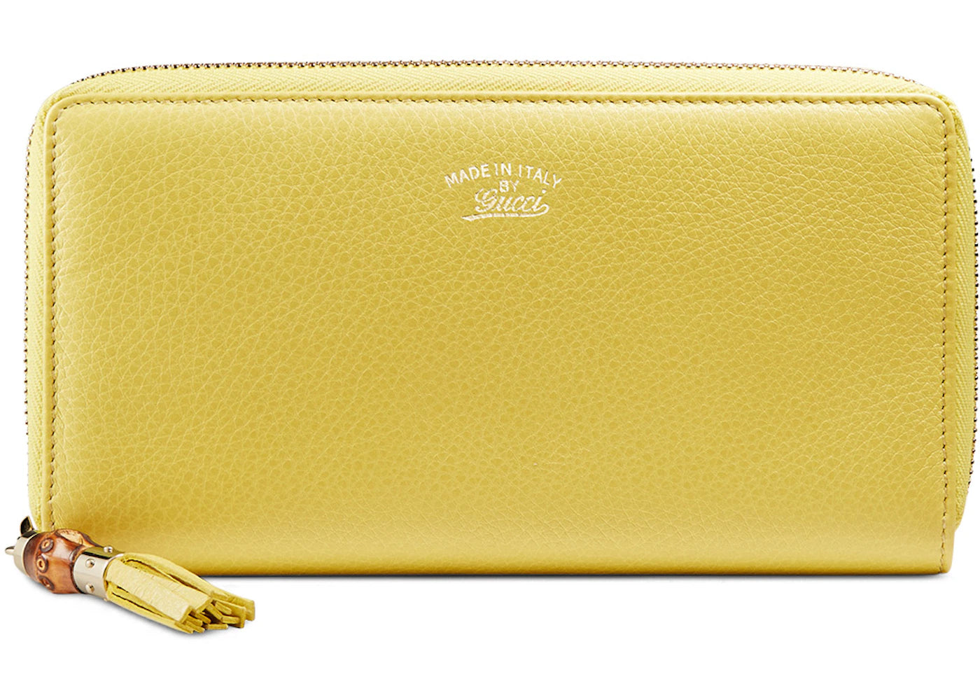 Gucci Bamboo Tassel Zip Around Wallet Leather Yellow