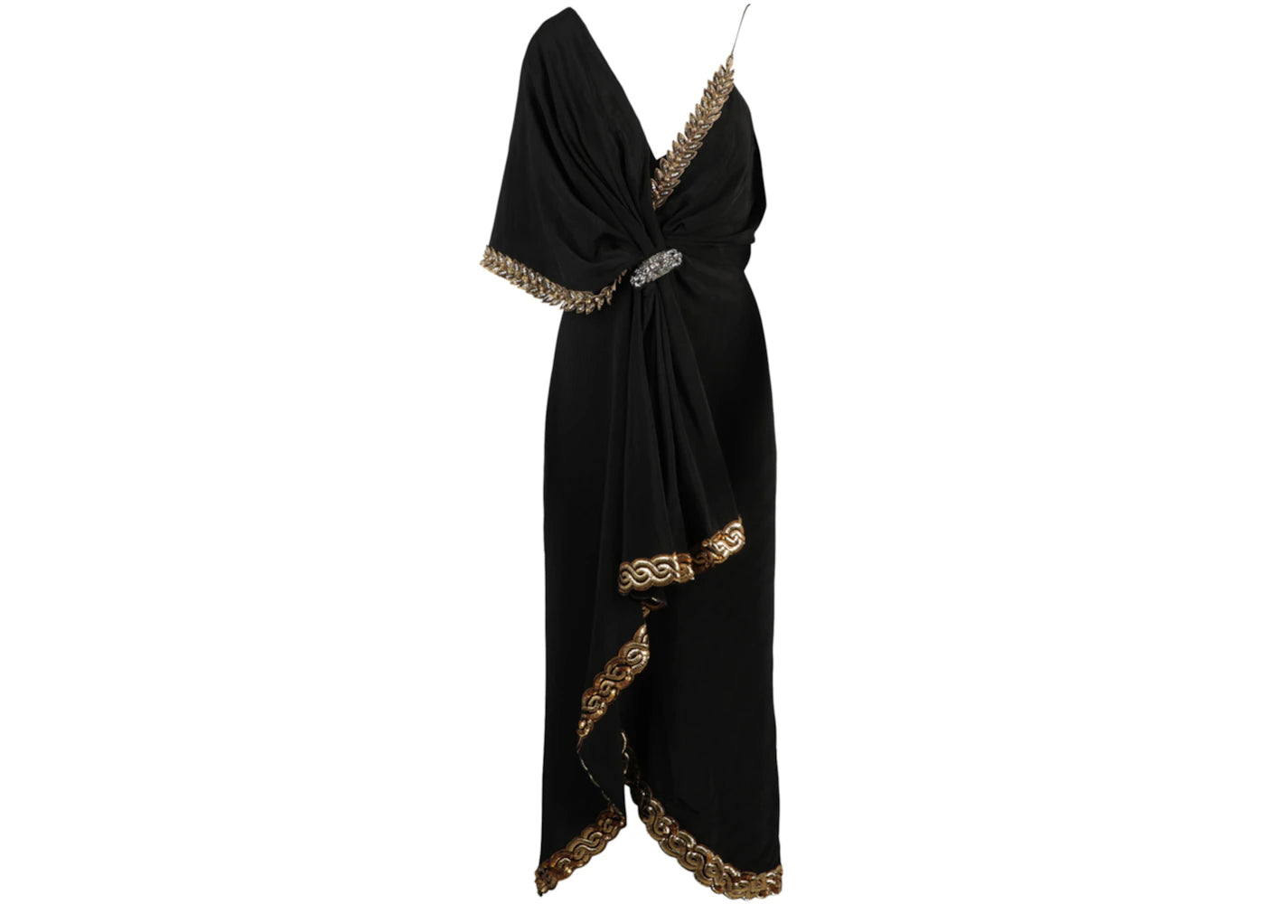 Gucci Beaded Draped Midi Dress Black