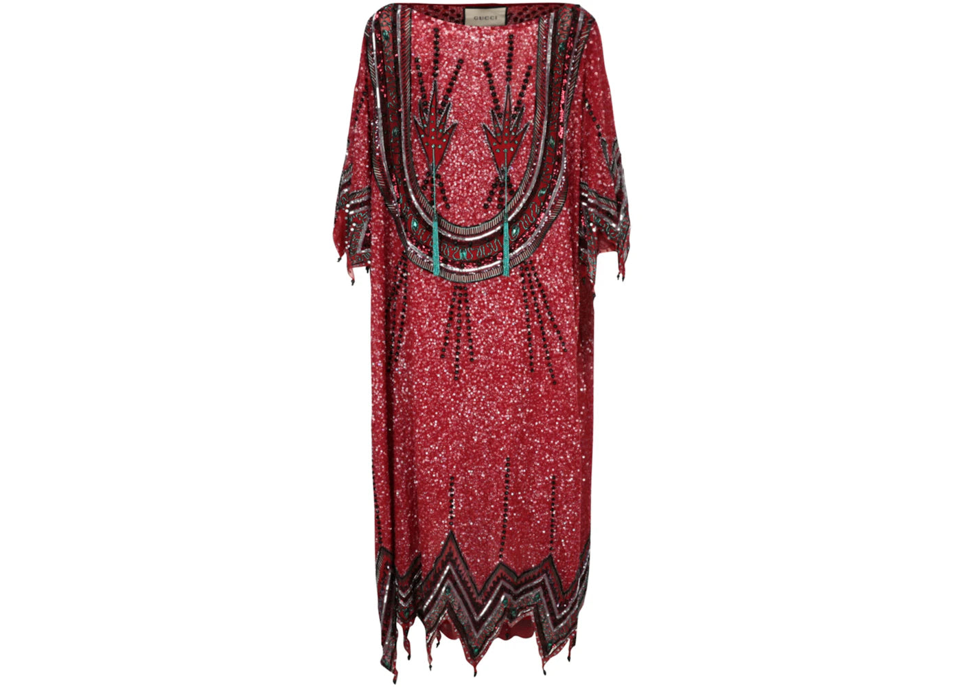 Gucci Beaded and Crystal Embellished Dress Red