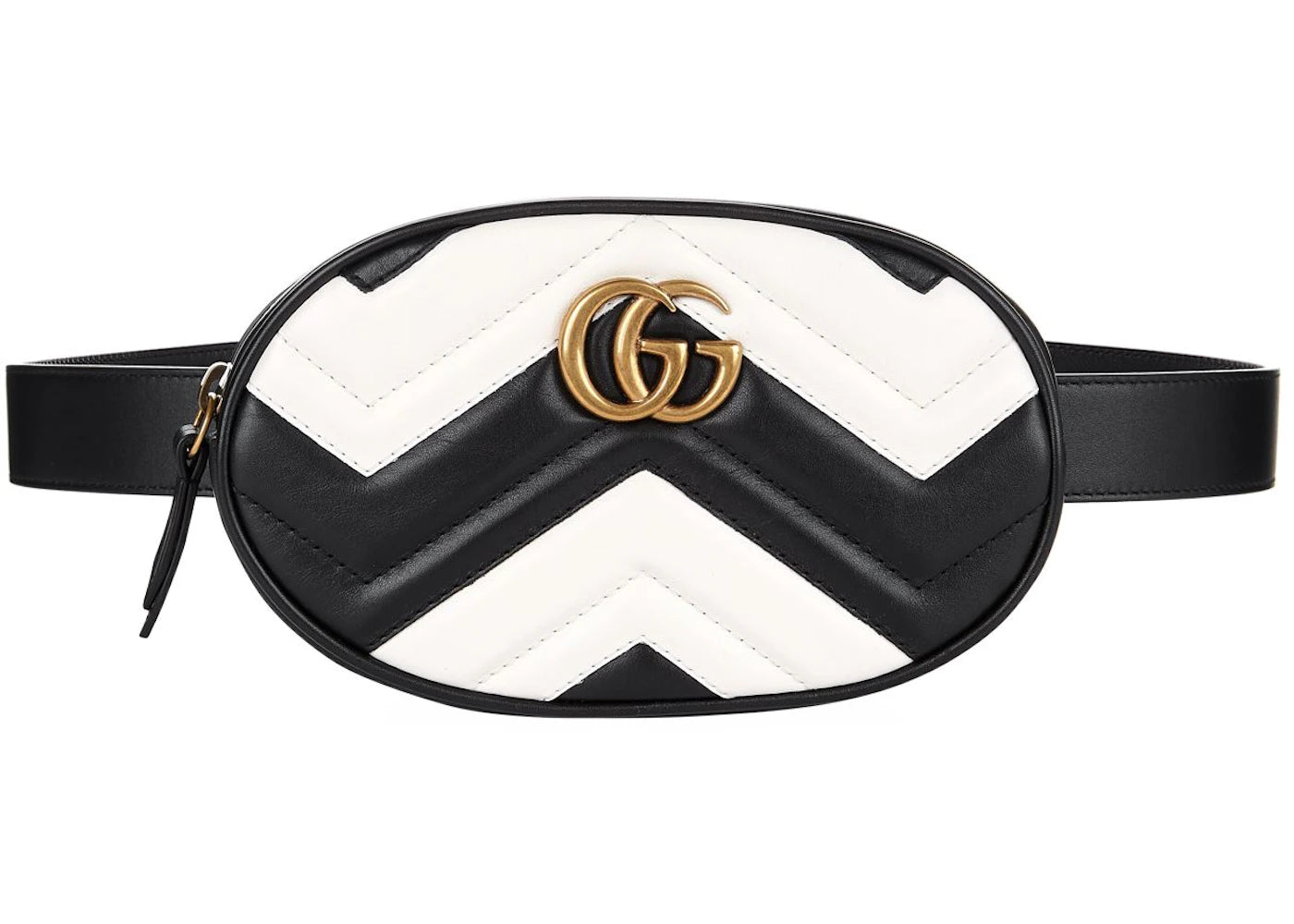 Gucci GG Marmont Belt Bag Matelasse Black/White