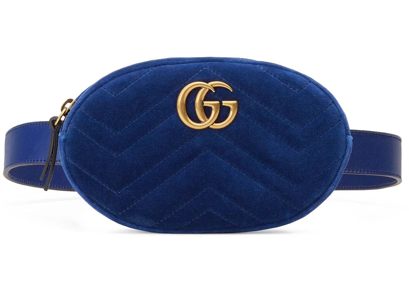 Gucci Marmont Belt Bag Matelasse Velvet Cobalt