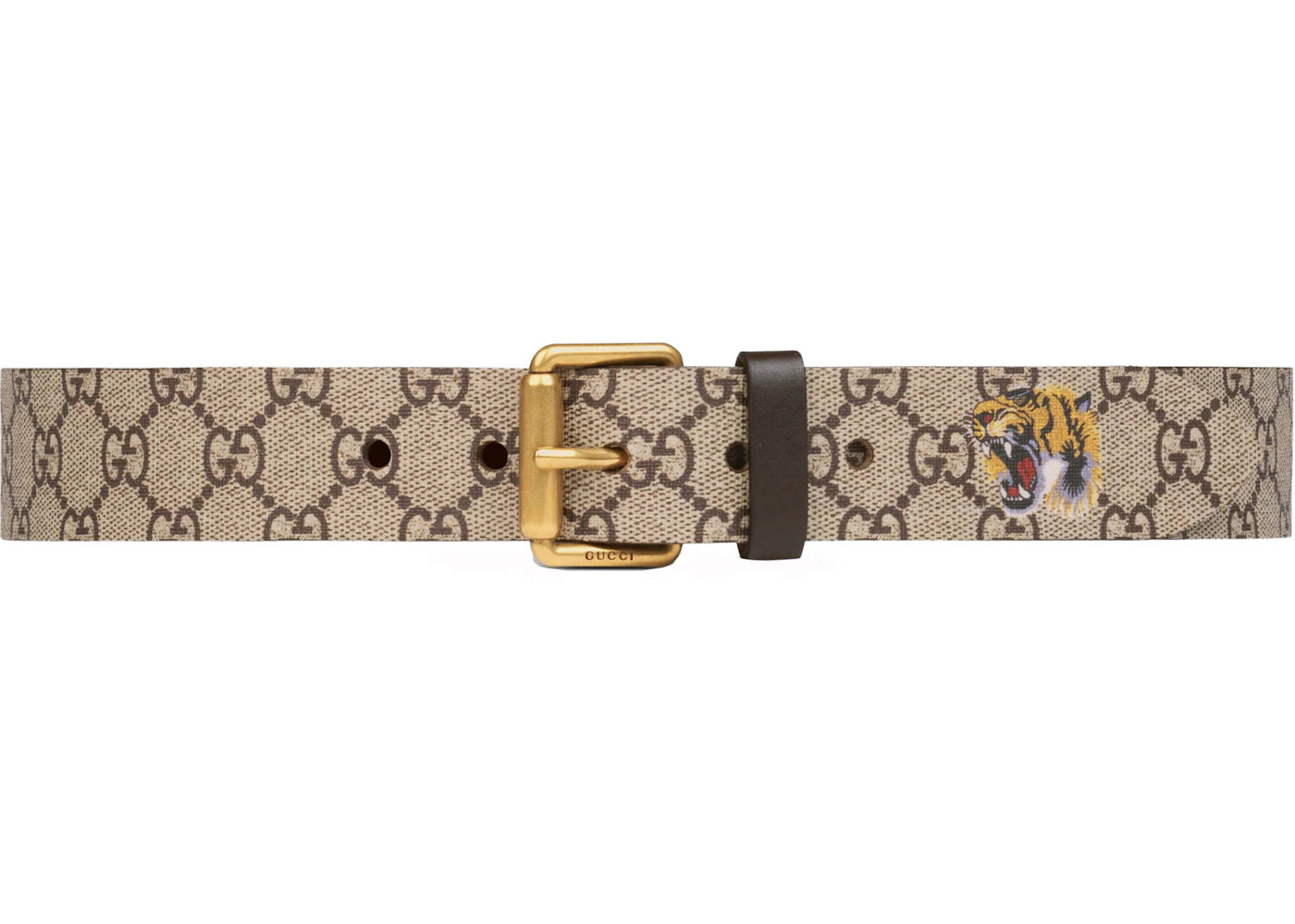 Gucci Belt GG Supreme Tiger Print 1.5"W Beige/Ebony