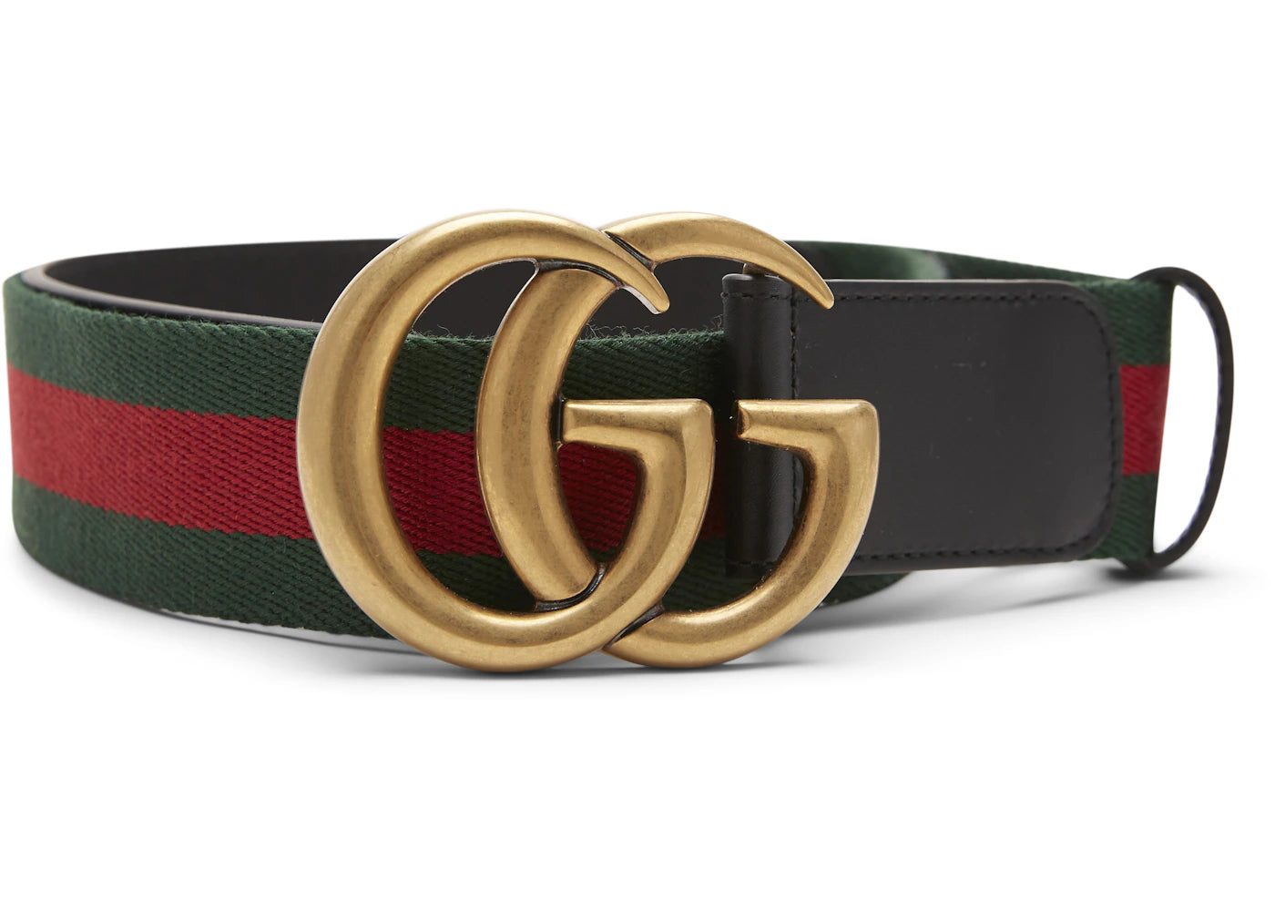 Gucci Belt Green/Red Web Double G Brass Buckle 1.5W Black
