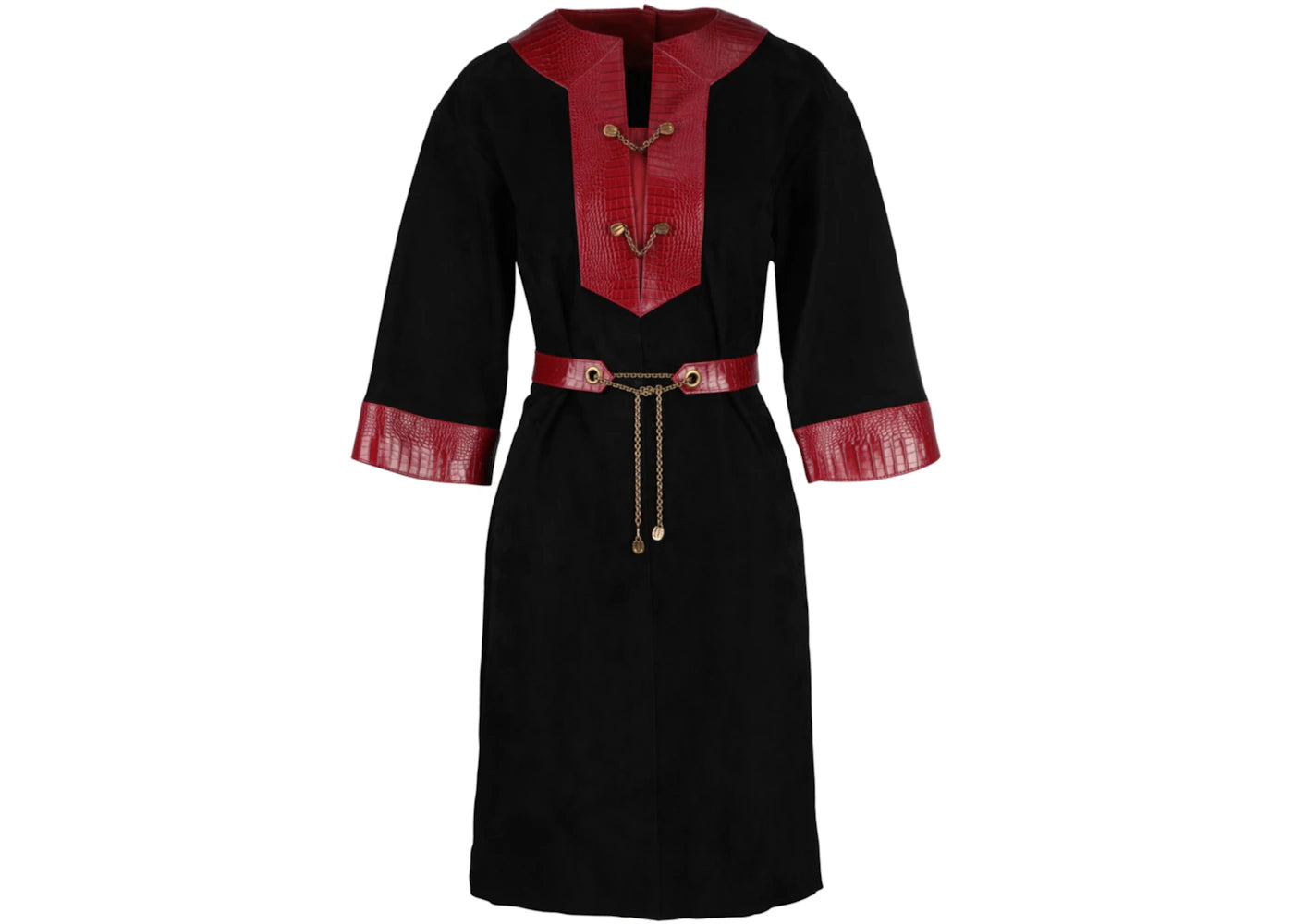 Gucci Belted Suede Dress Black