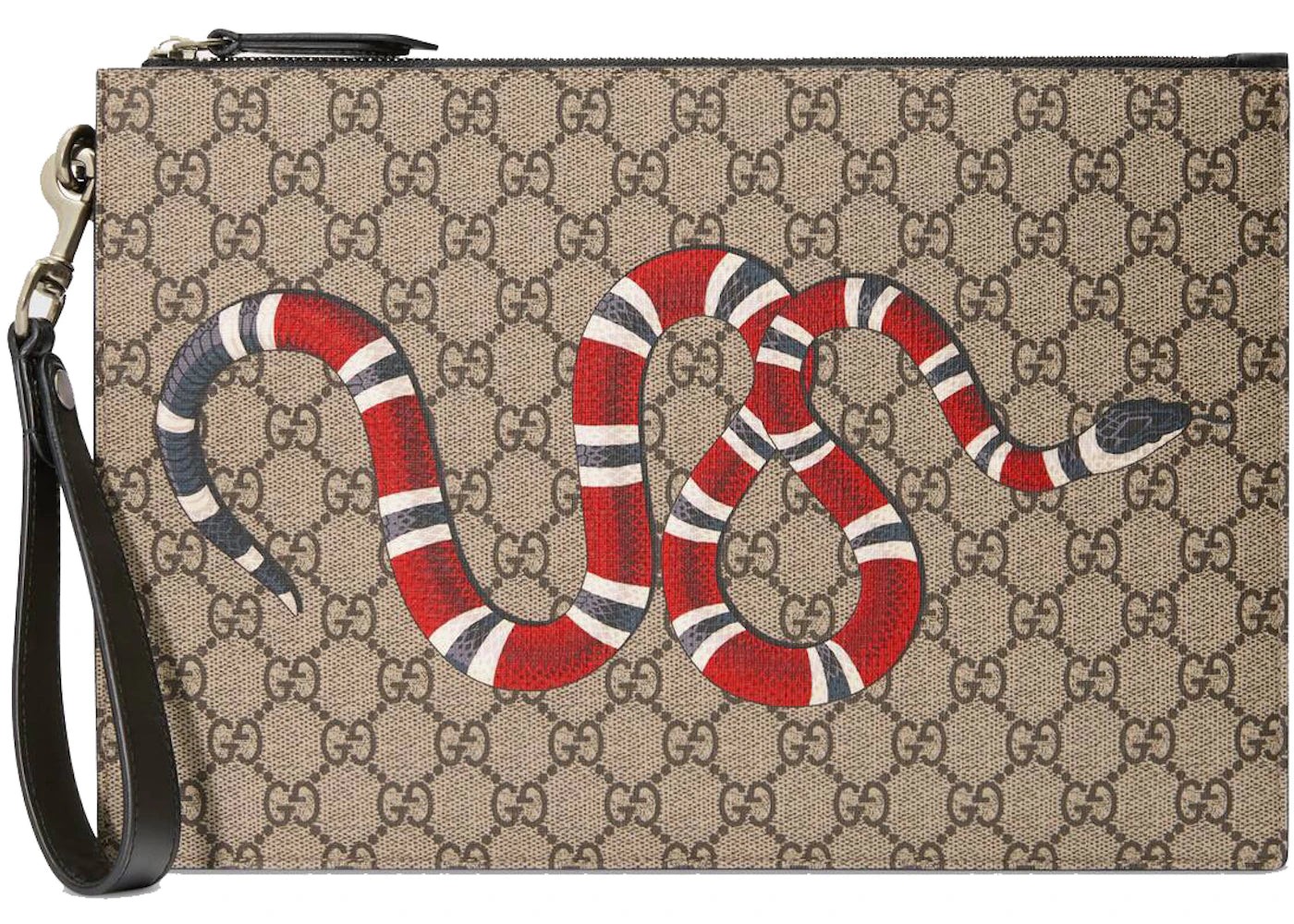 Gucci Bestiary Pouch with Kingsnake Beige/Ebony