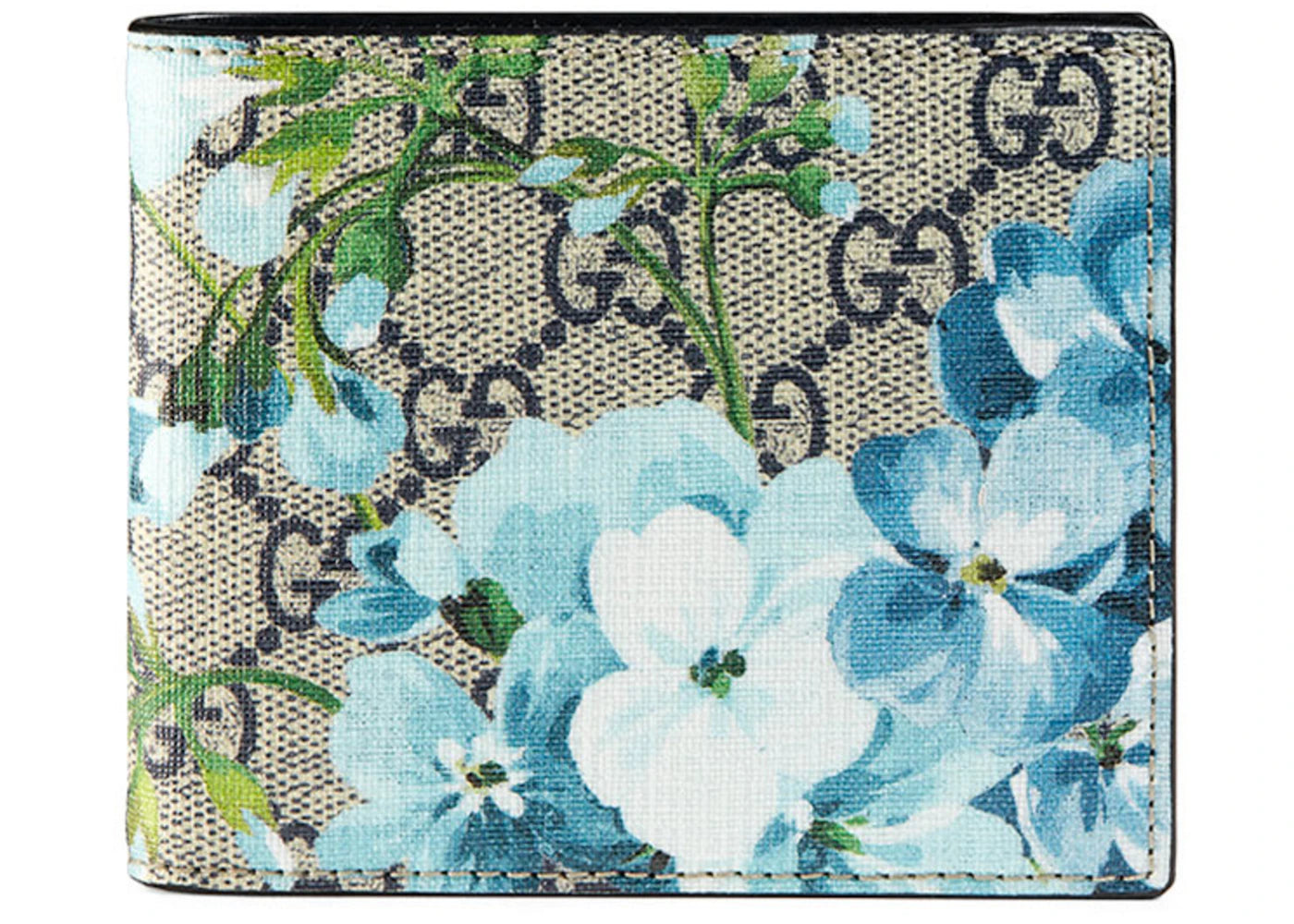 Gucci Bifold Wallet Blue Blooms Beige/Ebony