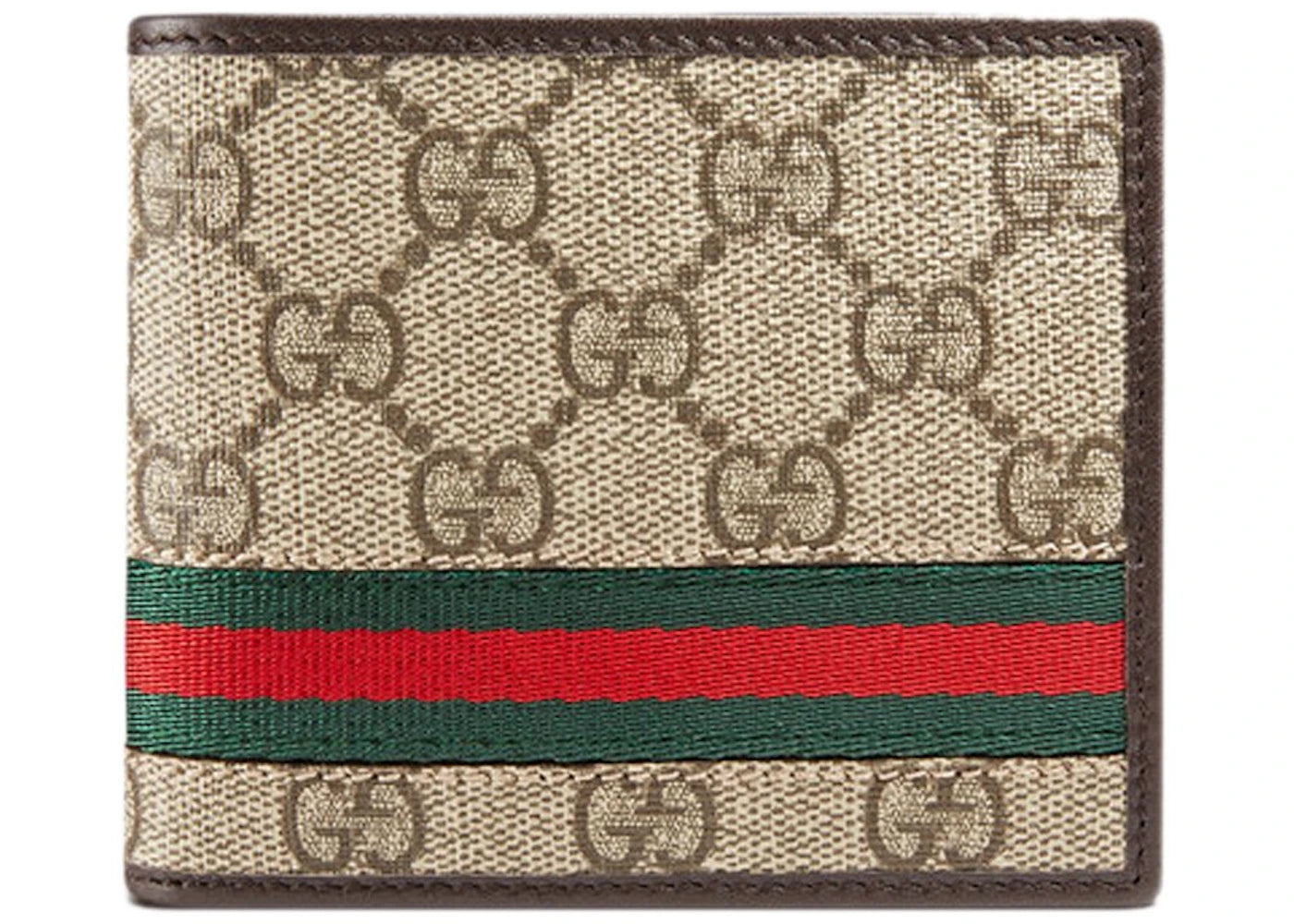 Gucci Bifold Coin Pouch Wallet GG Supreme Web Brown