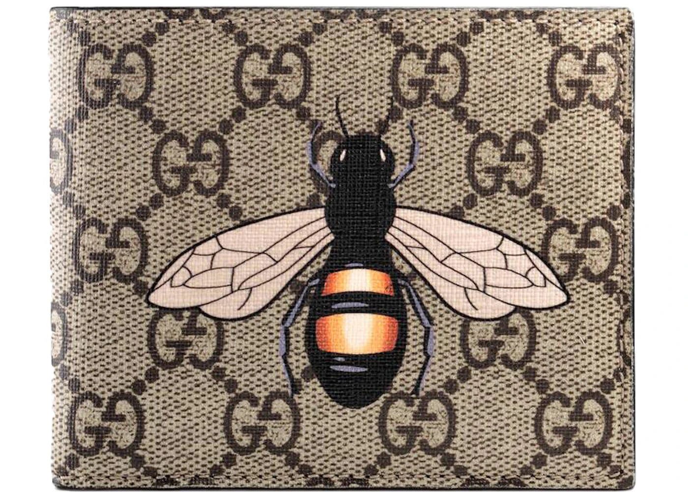 Gucci Bifold Wallet GG Supreme Bee Print (8 Card Slots) Beige/Ebony
