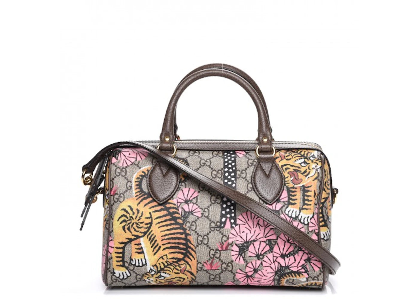 Gucci Convertible Boston Monogram GG Supreme Bengal Print Small Brown/Pink/Orange/Black