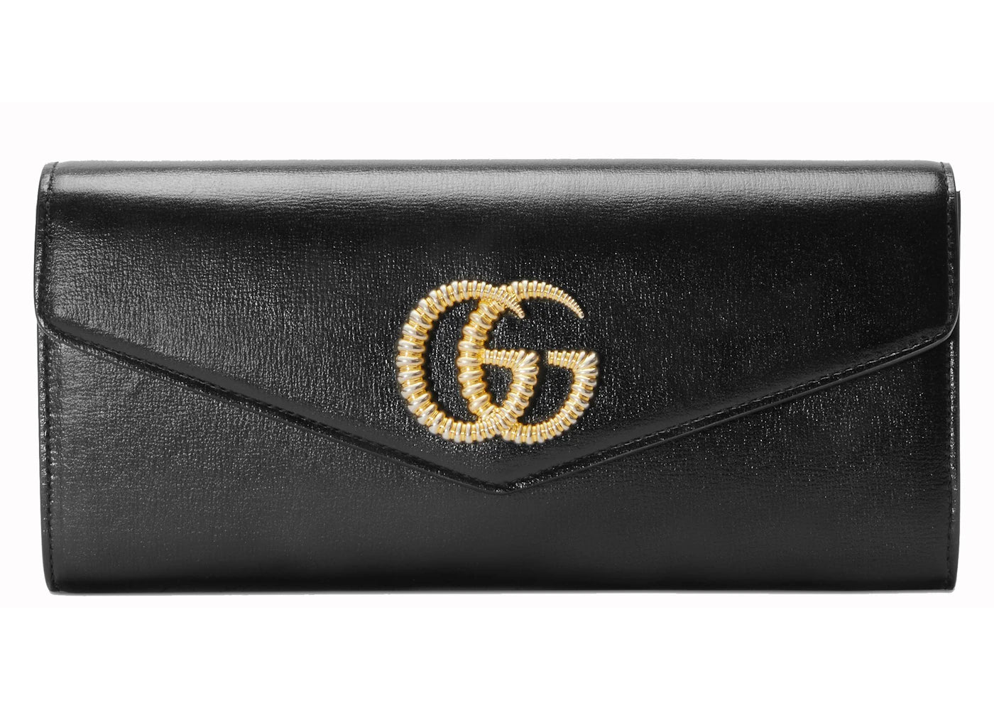 Gucci Broadway Leather Clutch Torchon Double G Black