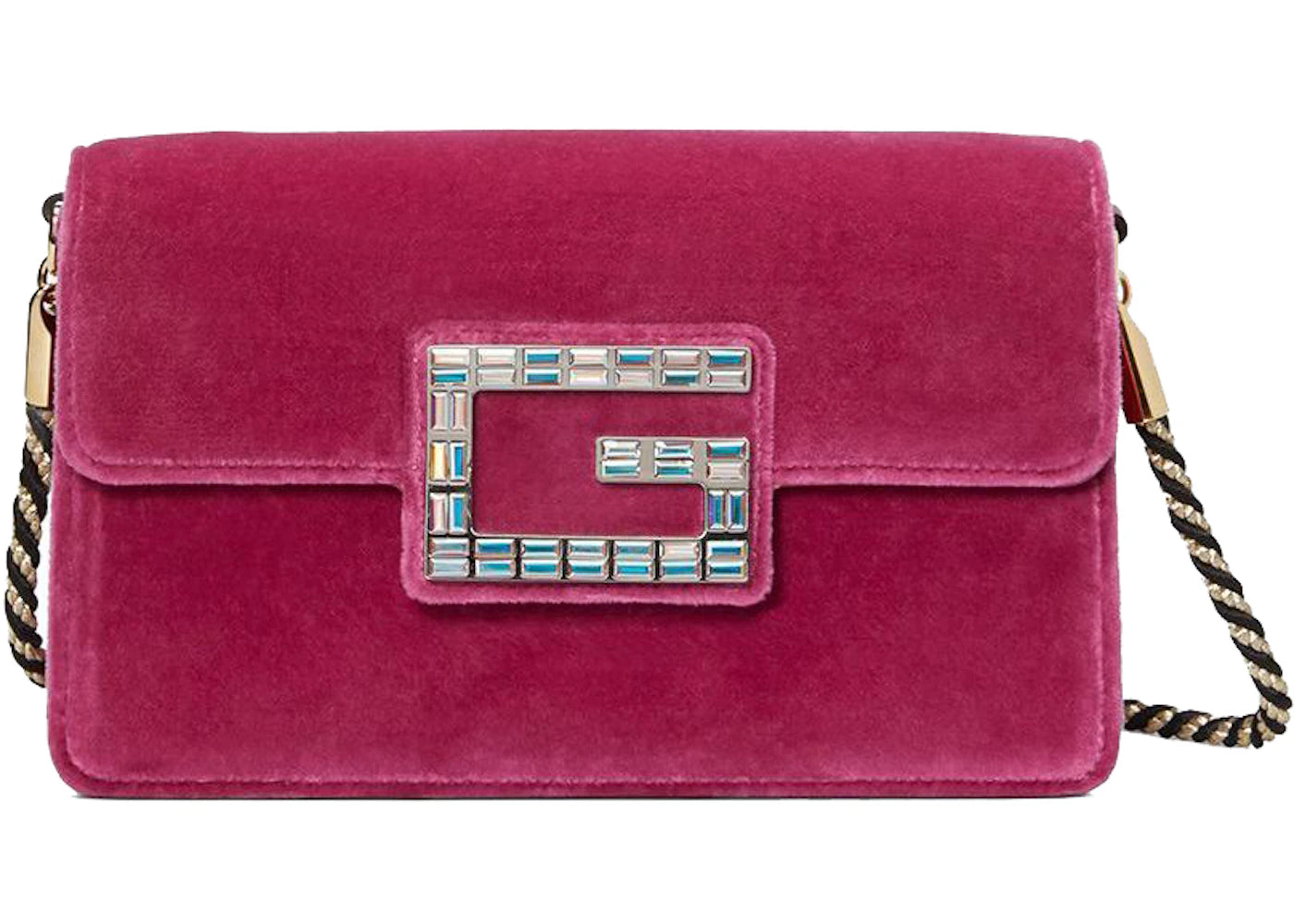 Gucci Broadway Shoulder Bag Velvet Jeweled G Pink